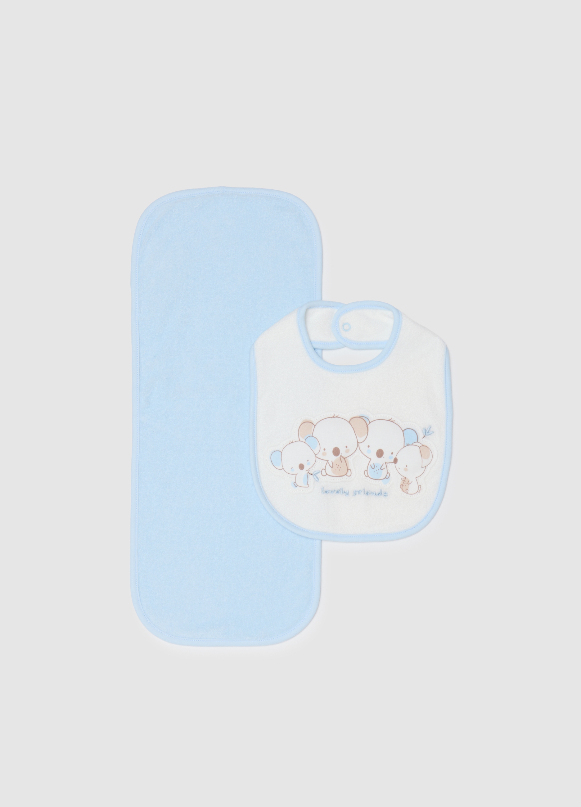 FAGOTTINO, Set Bavetta E Pannetto Da Bambino In Puro Cotone Multicolor, Neonato, Multicolor, Taglia: ONE SIZE