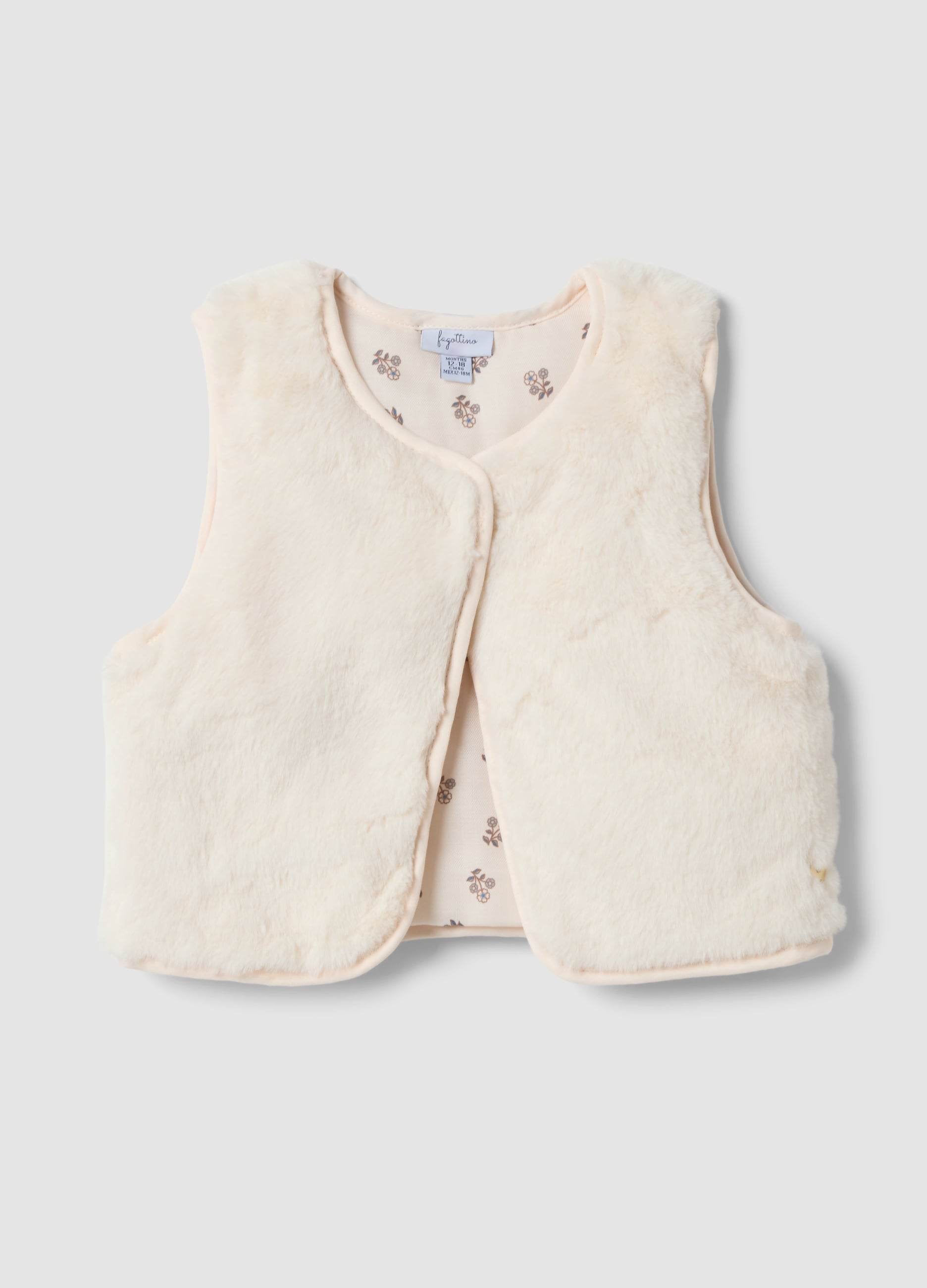 FAGOTTINO, Gilet Beige Cropped Imbottito, Bambina, Beige, Taglia: 24-30
