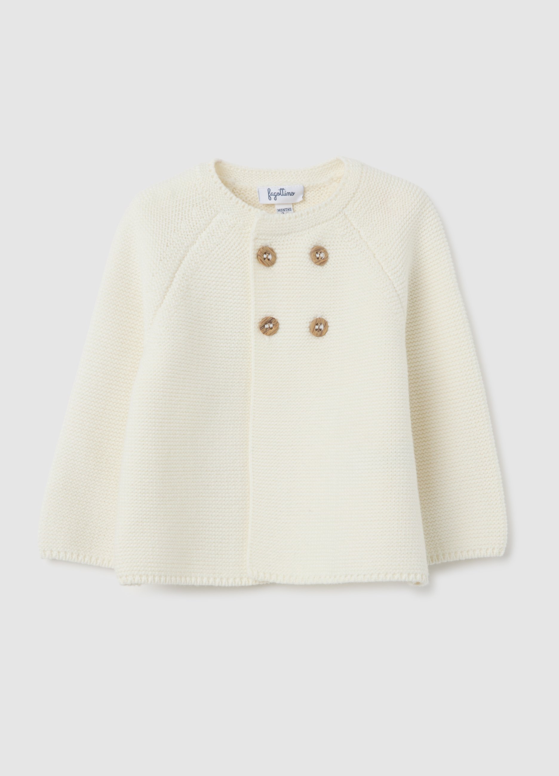 FAGOTTINO, Abrigo De Bebé Blanco En Algodón Corte Regular, Unisex, Blanco óptico, Talla: 6-9