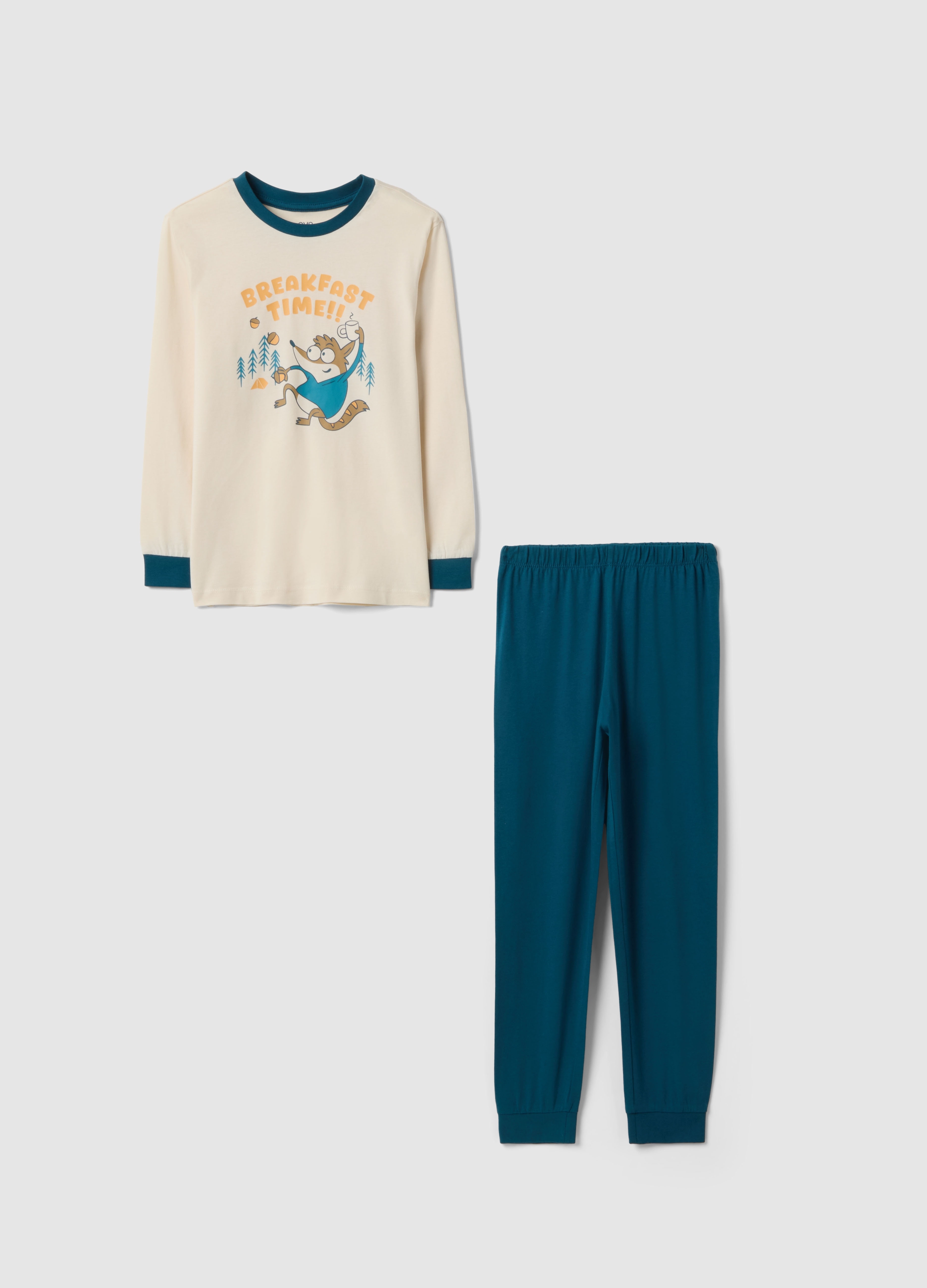 OVS KIDS, Pigiama In Puro Cotone Multicolor Con Stampa Per Bambino, Niño, Blanco/azul, Talla: 5-6