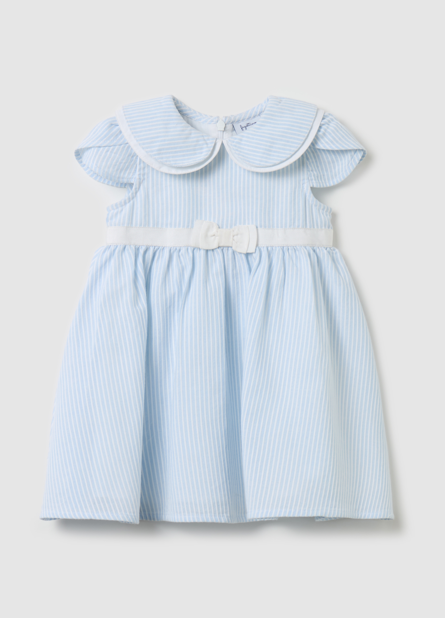 FAGOTTINO, Vestitino In Fantasia A Righe Con Fiocco, Bambina, Multicolor, Taglia: 9-12