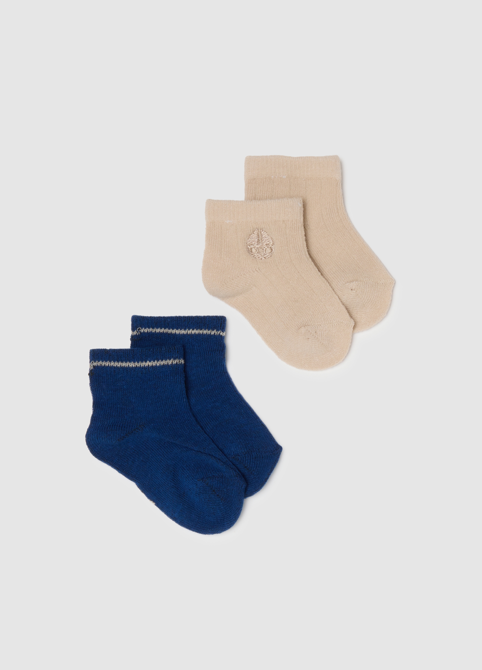 FAGOTTINO, Paquete Doble De Calcetines Multicolor Para Recién Nacido En Mezcla De Algodón - Ajuste Regular, Niño, Azul/beige, Talla: 24-30