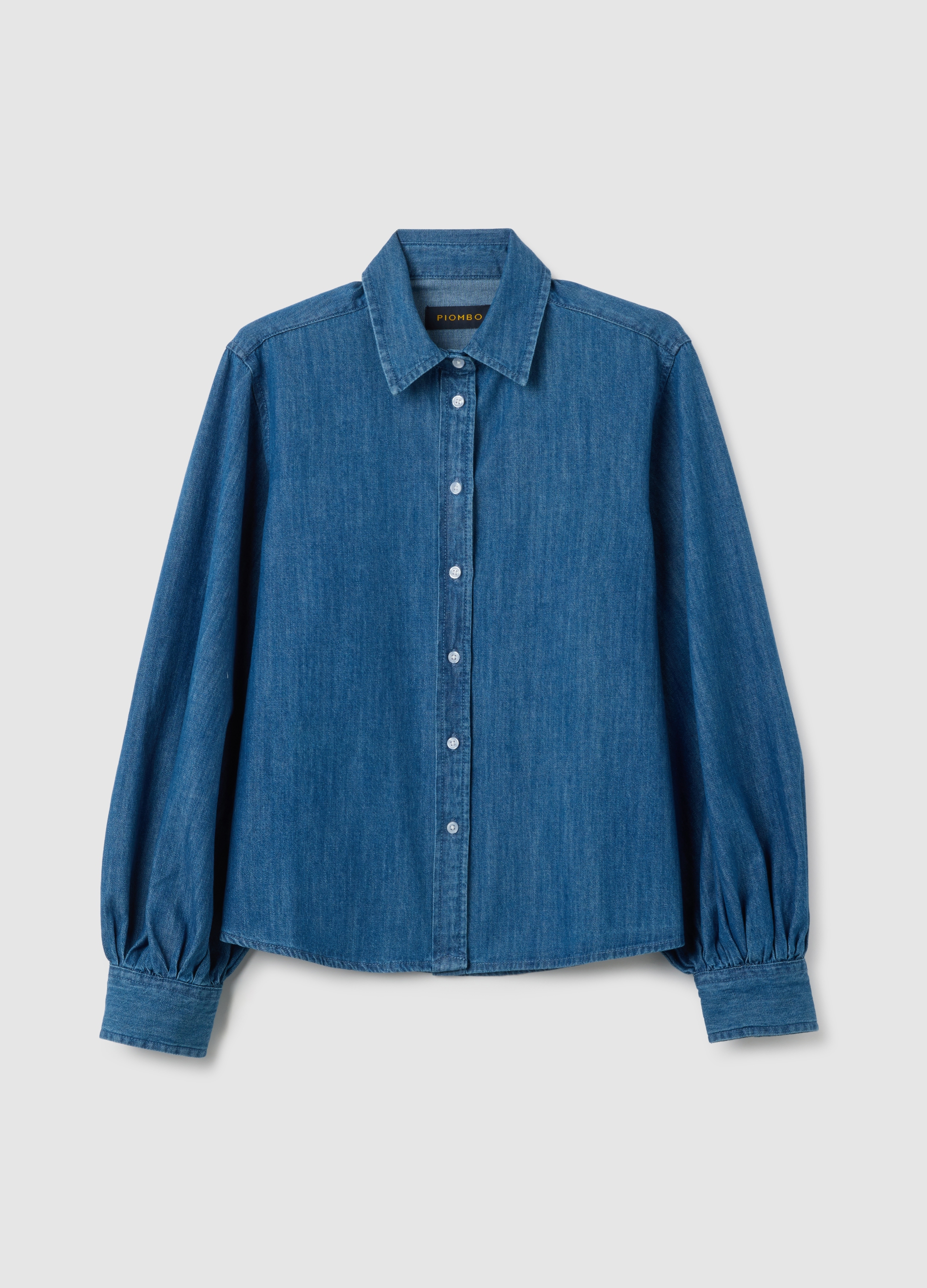 Camisa De Denim Con Cuello Clásico, Mujer, Azul vaquero, Talla: L