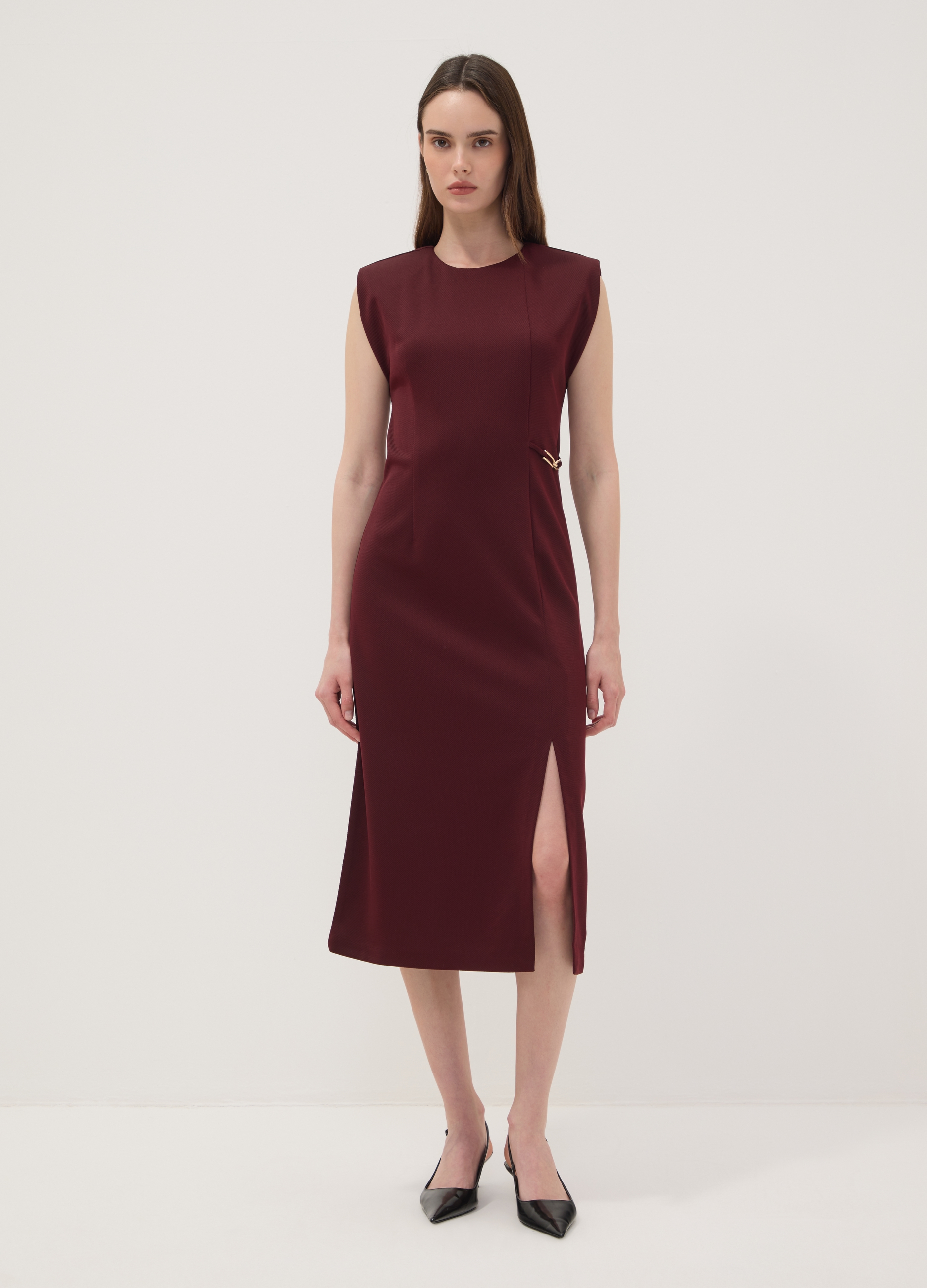 OVS, Abito Rosso Midi In Tessuto Elasticizzato Slim Fit, Donna, Rosso, Taglia: XL