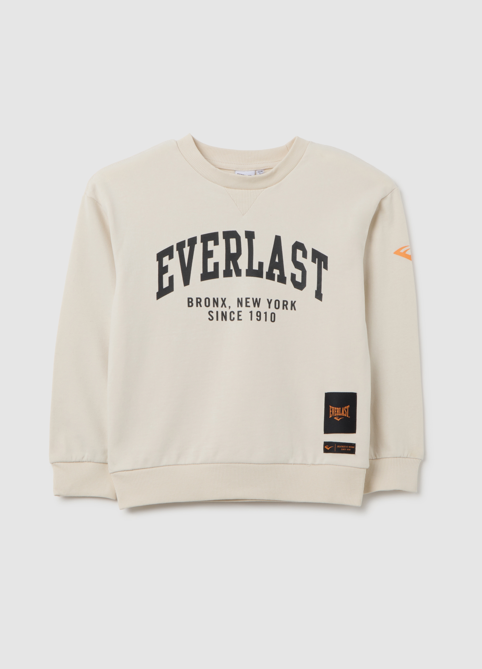 Felpa Da Bambino In Puro Cotone Beige Con Stampa, Niño, Beige Claro, Talla: 7-8