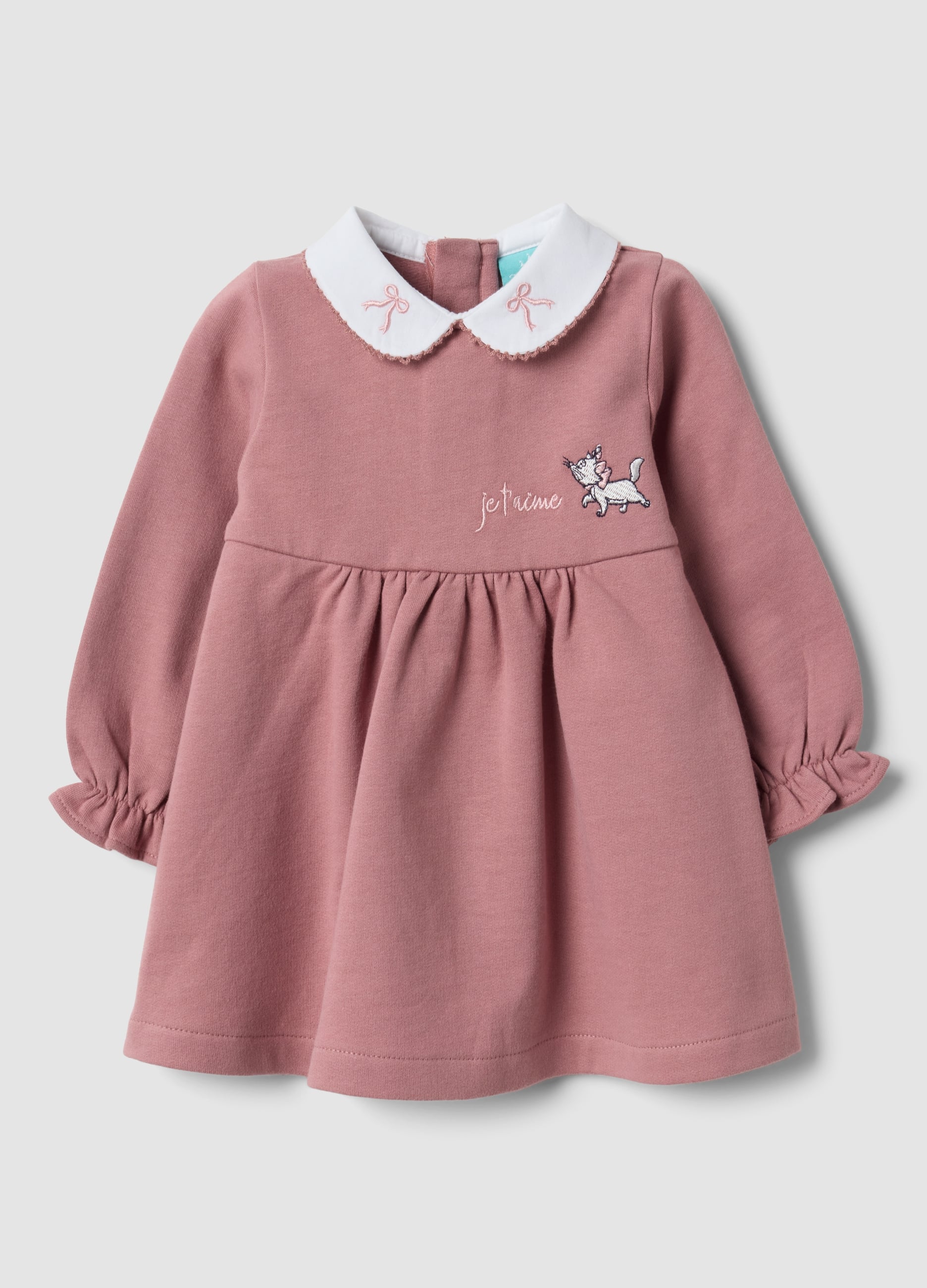 FAGOTTINO, Abito Rosa In Puro Cotone Organico Con Ricamo Aristogatti Per Neonata, Rosa, Taglia: 1-3