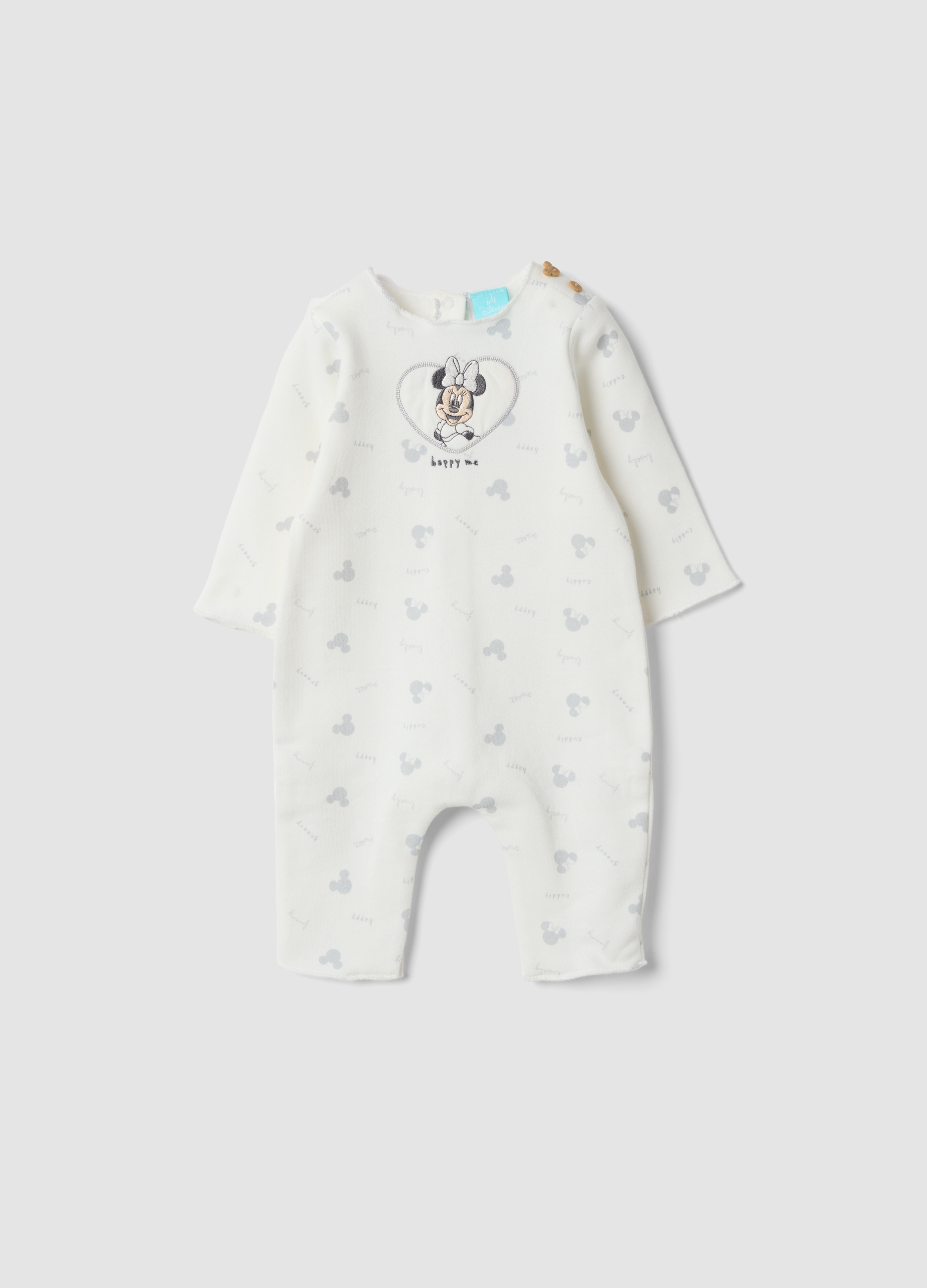 FAGOTTINO, Tutina Bianca In Puro Cotone Organico Con Stampa Minnie, Neonata, Bianco, Taglia: 1-3