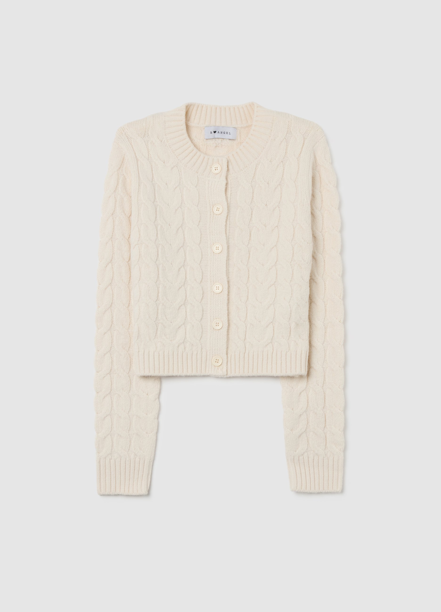 B.ANGEL, Cardigan Bianco Regular Fit Con Lavorazione A Maglia E Bottoni, Mujer, Blanco lechoso, Talla: 36