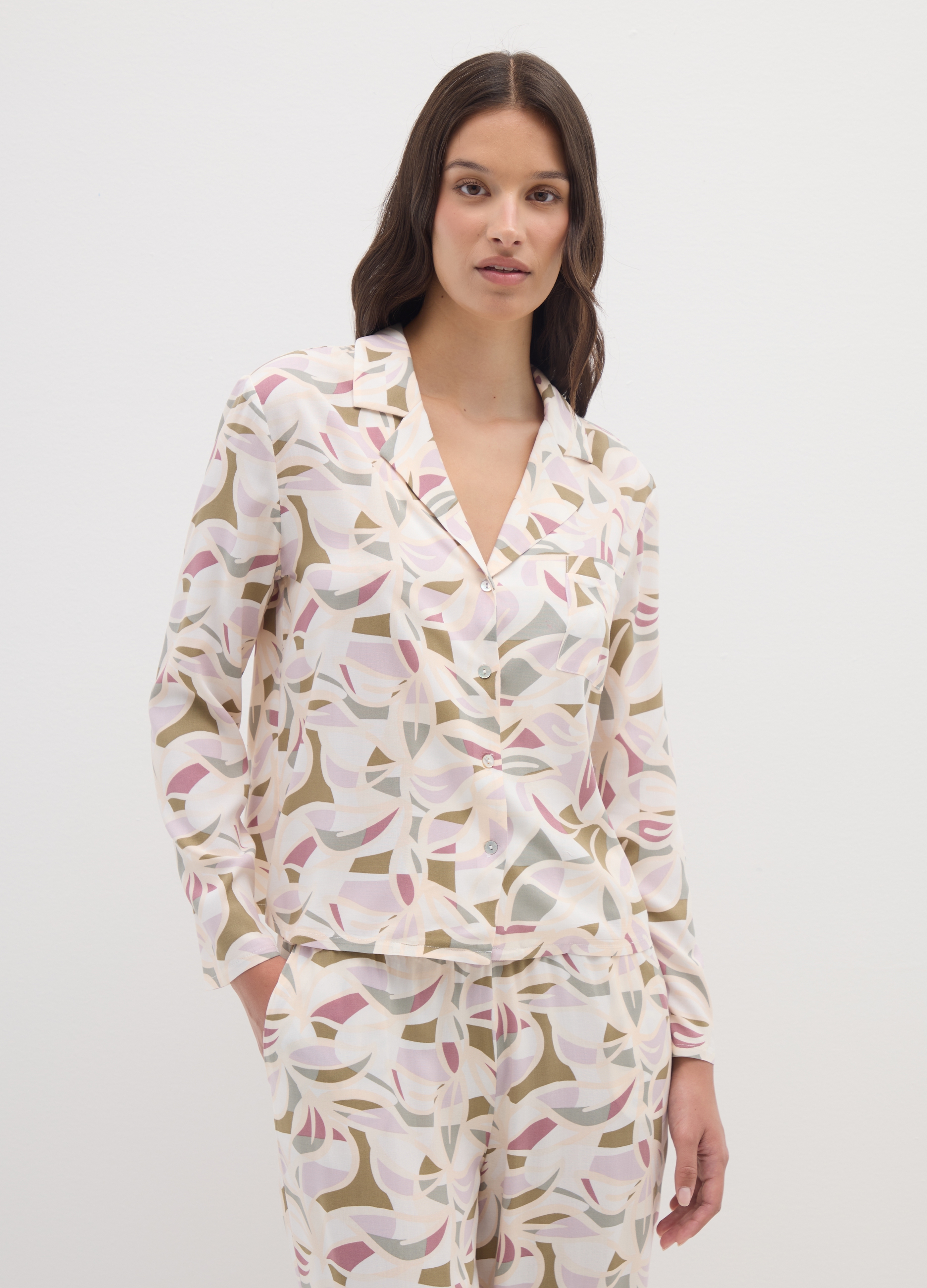 OVS, Camicia Da Pigiama In Viscosa Multicolor Regular Fit, Donna, Multicolor, Taglia: S