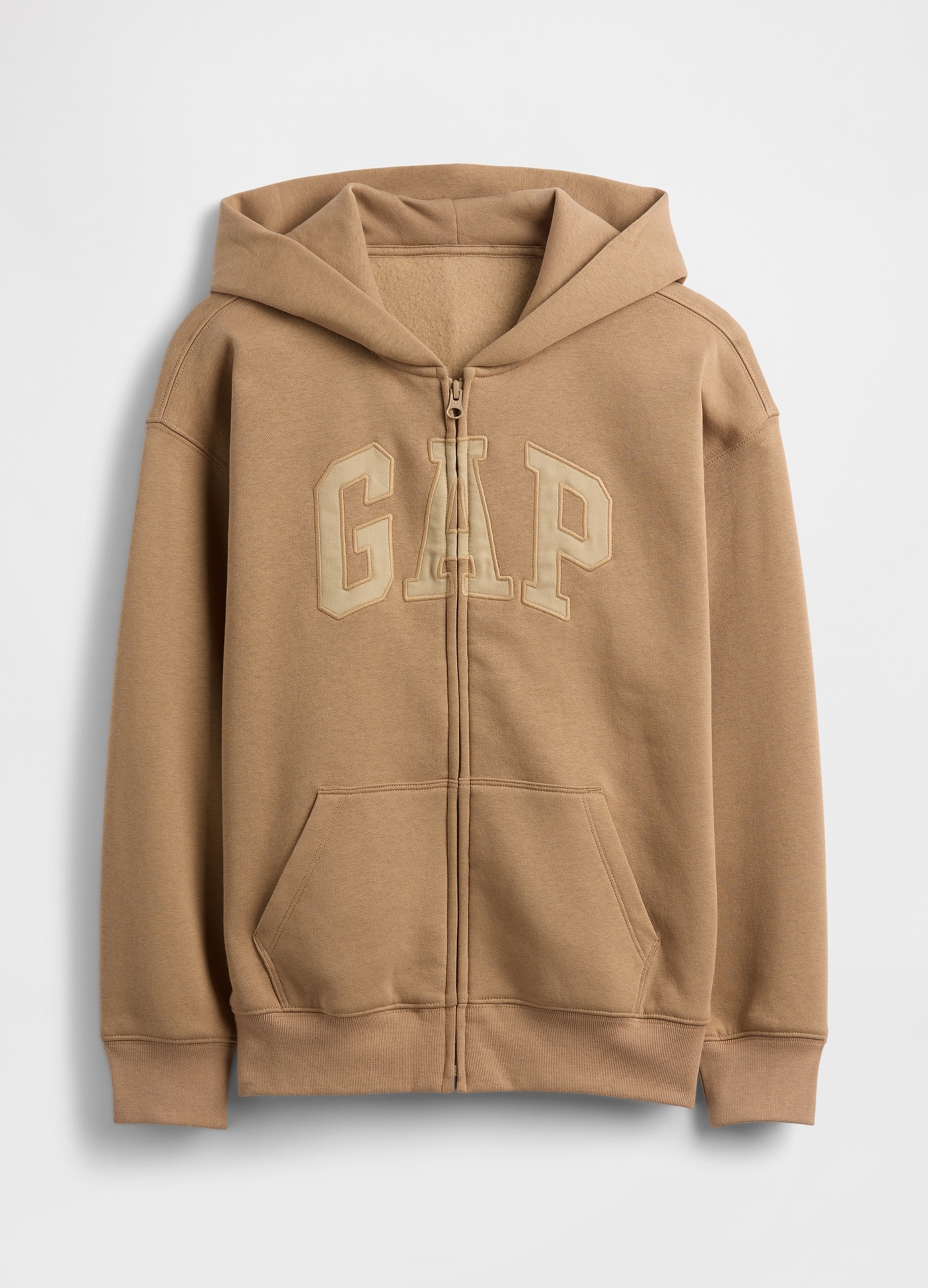 GAP KIDS, Felpa Con Logo Gap, Zip E Cappuccio, Bambino, Beige, Taglia: L/137-145