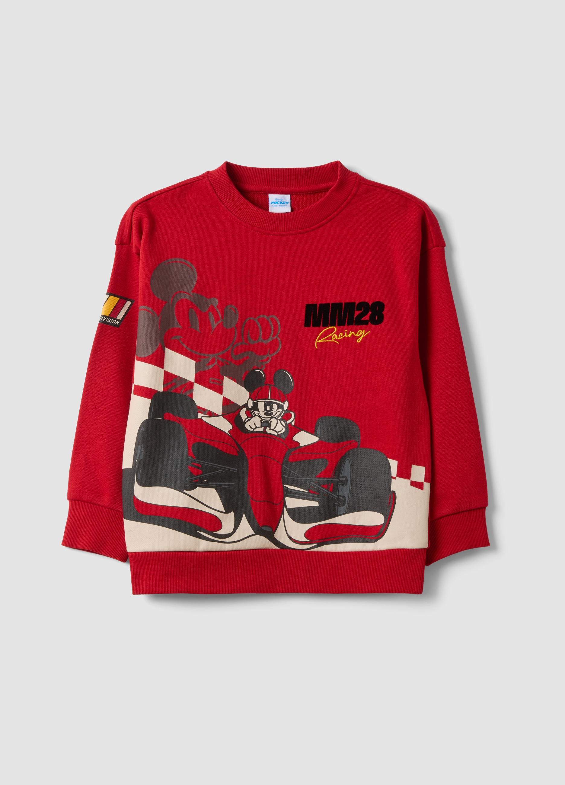 DISNEY, Felpa Rossa In Misto Cotone Con Girocollo E Stampa Mickey & Friends, Bambino, Rosso, Taglia: 3-4