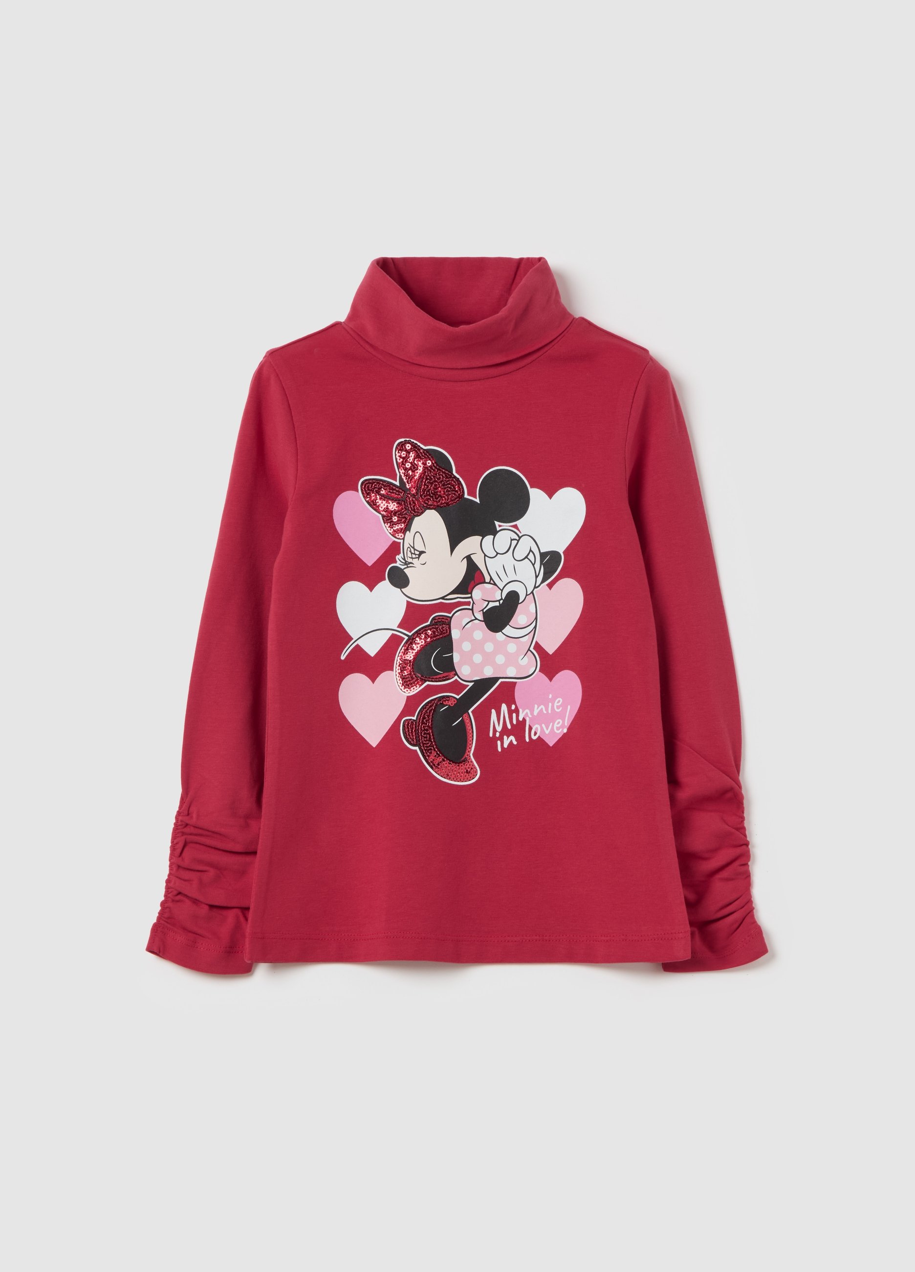 OVS KIDS, Camiseta De Cuello Alto Con Estampado Minnie, Niña, Rojo Cereza, Talla: 9-10