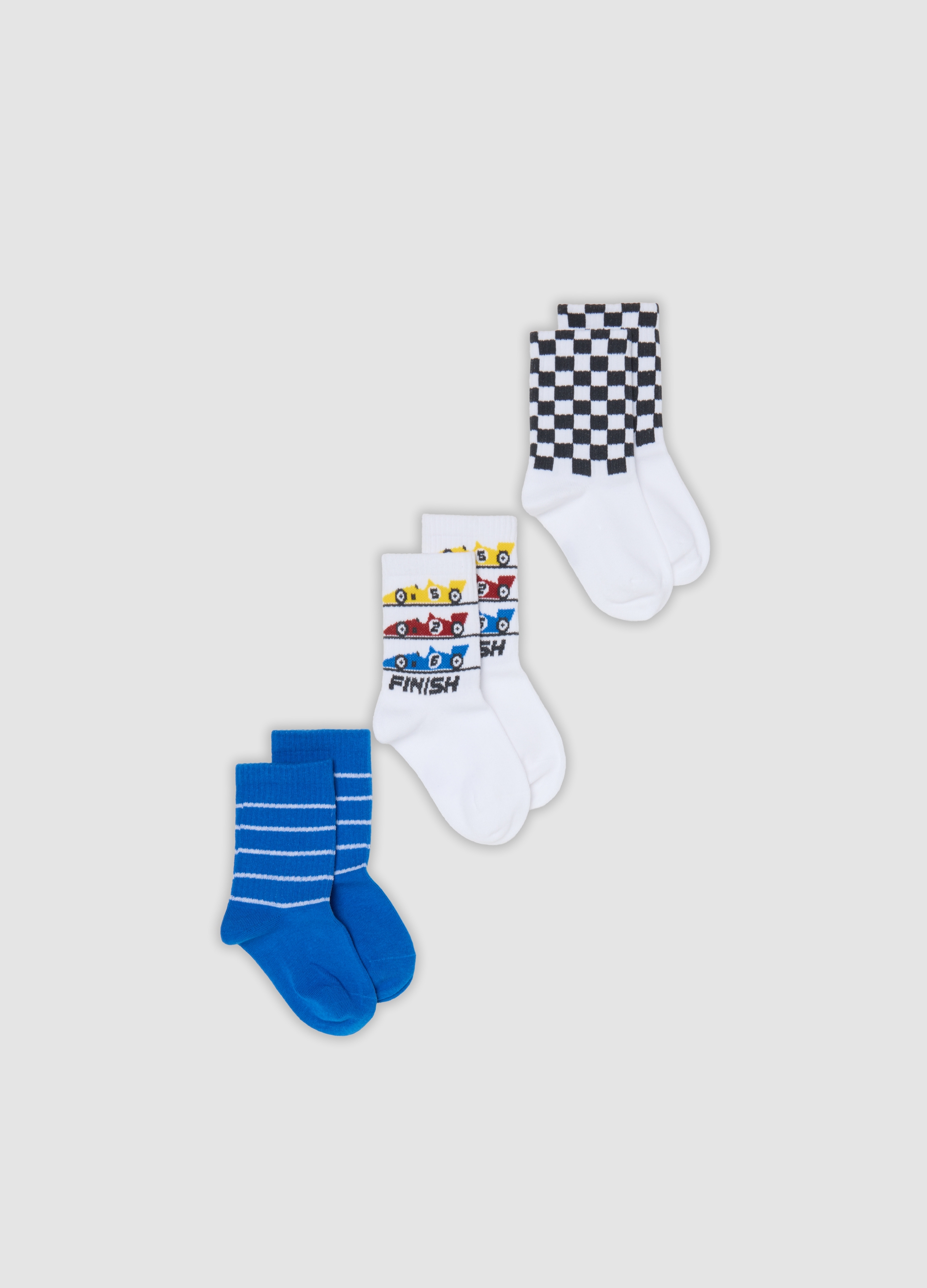 OVS KIDS, Tripack Di Calze Corte Multicolor In Cotone Organico Elasticizzato Per Bambino, Multicolor, Taglia: 25/27