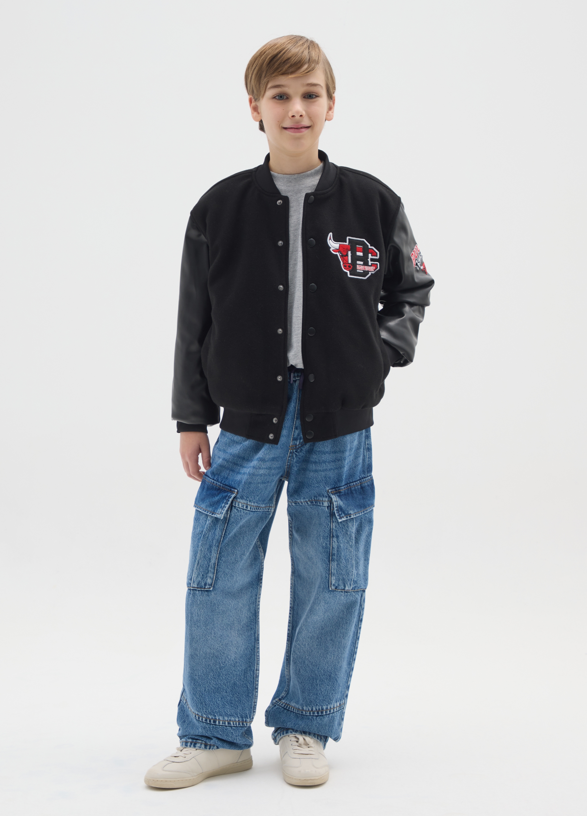 REPUBLIC OF DENIM, Jeans Cargo Blu Da Ragazzo In Puro Cotone Denim Relaxed Fit, Bambino, Denim, Taglia: 10-11