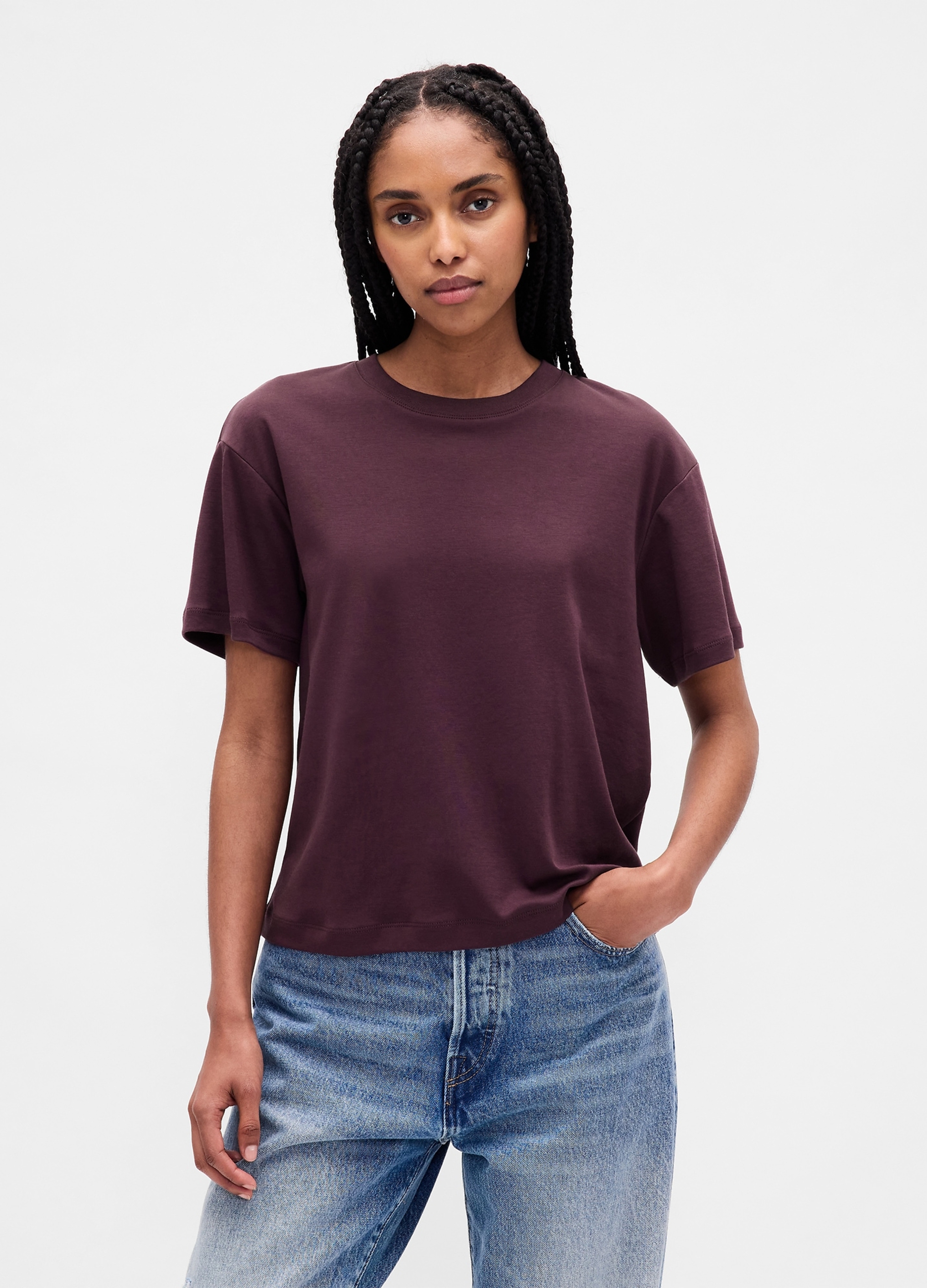 GAP, T-shirt In Cotone, Donna, Rosso, Taglia: XXS