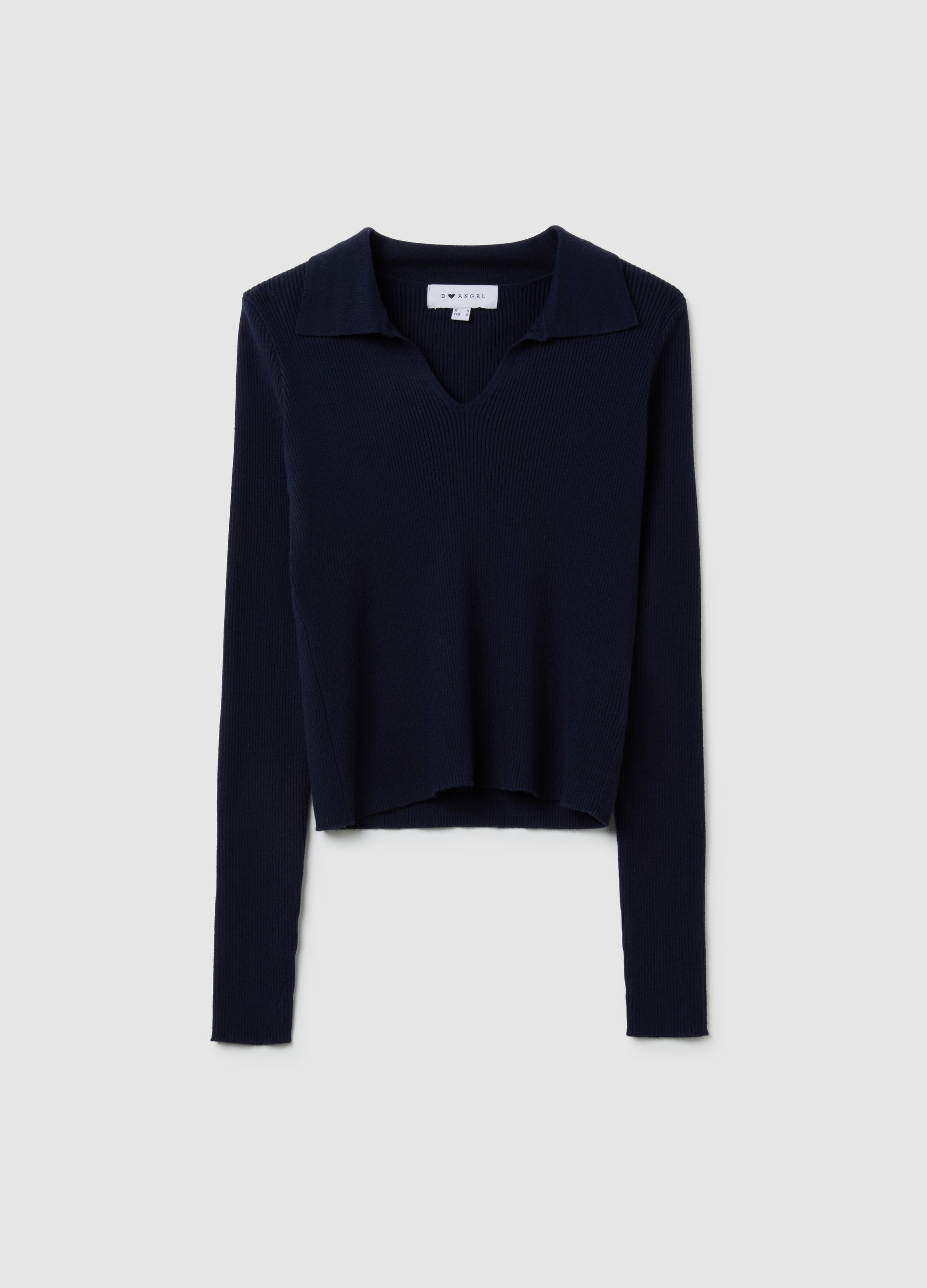 Maglia In Misto Viscosa Blu Fitted, Mujer, Azul oscuro, Talla: 36