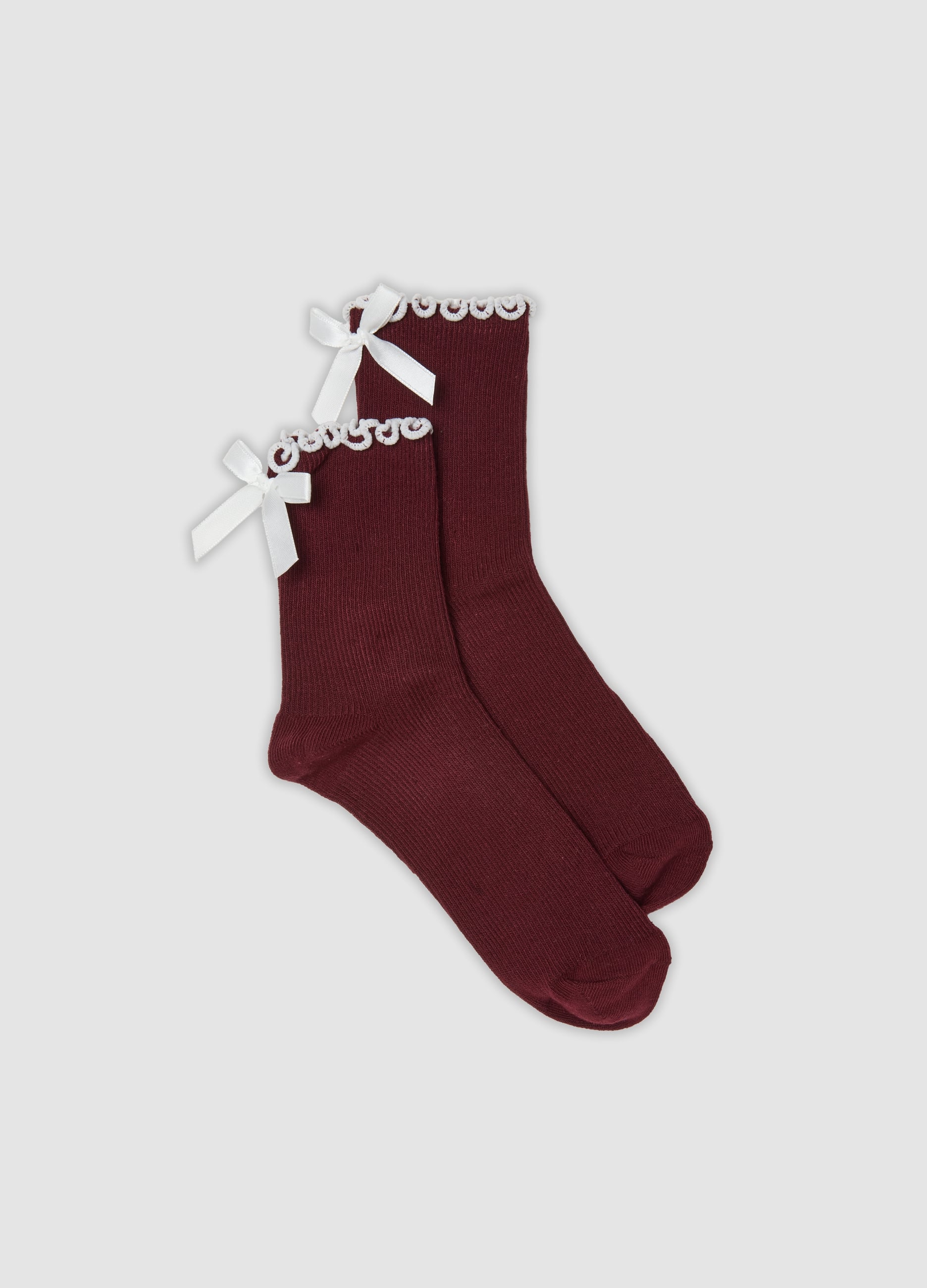 OVS , Calzini Rossi In Misto Cotone Organico Con Fiocchi, Donna, Rosso, Taglia: 39-41
