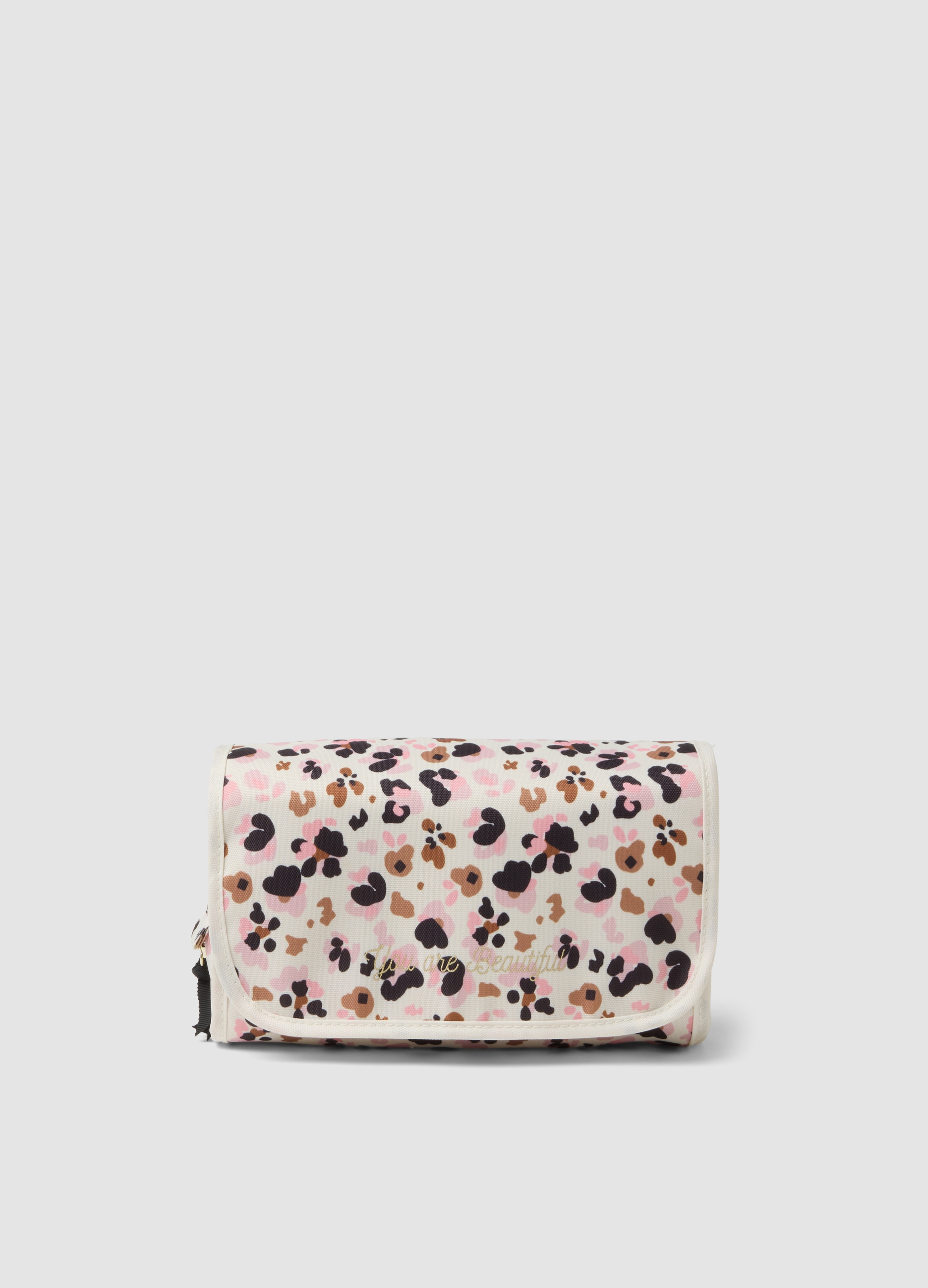 OVS, Beauty Case Bianco Fantasia Animalier, Donna, Bianco, Taglia: ONE SIZE