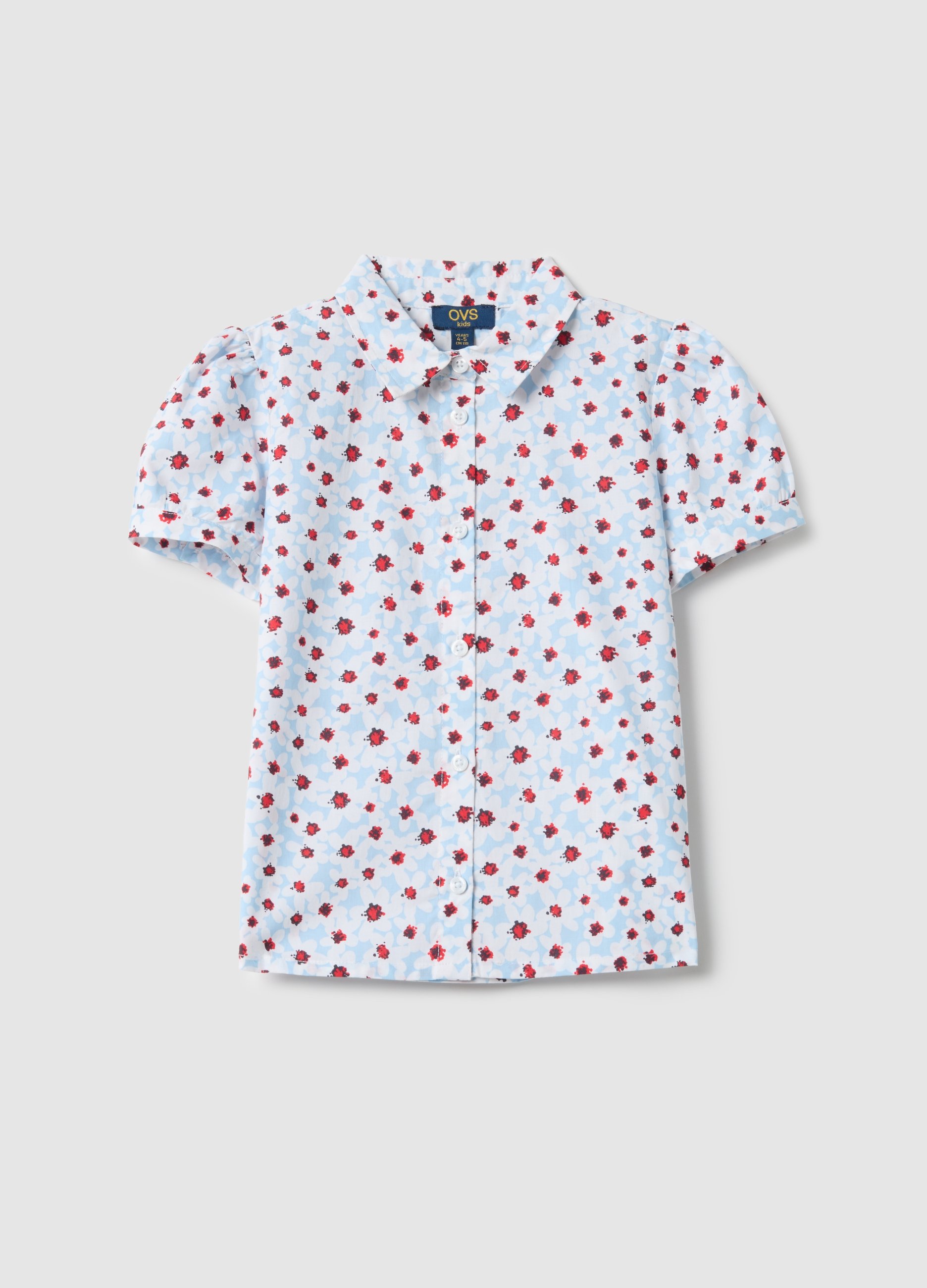 OVS KIDS, Camicia In Puro Cotone Multicolor Floreale Da Bambina Regular Fit, Multicolor, Taglia: 4-5