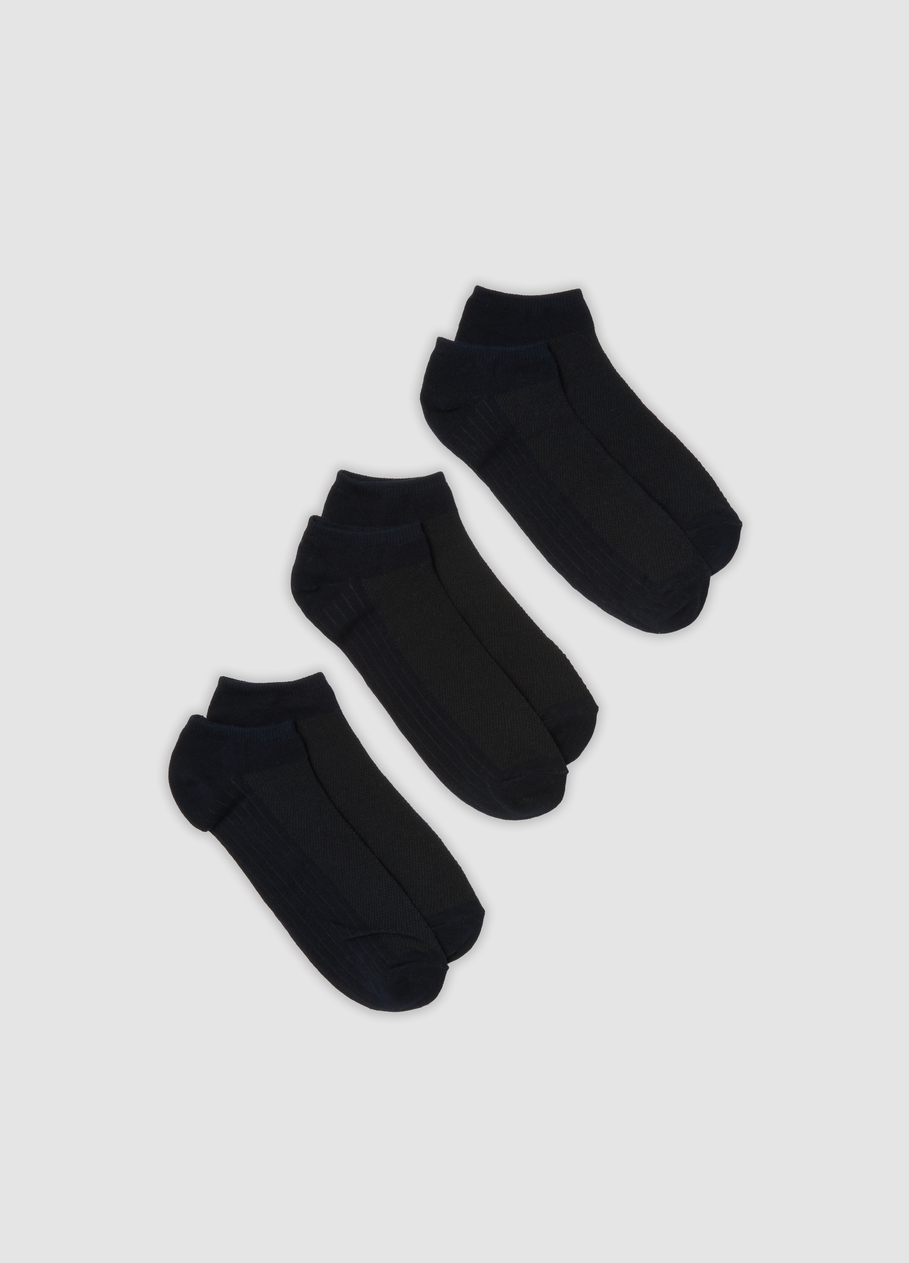 OVS, Tripack Di Calze Sportive Blu Alla Caviglia In Cotone Organico Elasticizzato, Uomo, Blu, Taglia: 43-46