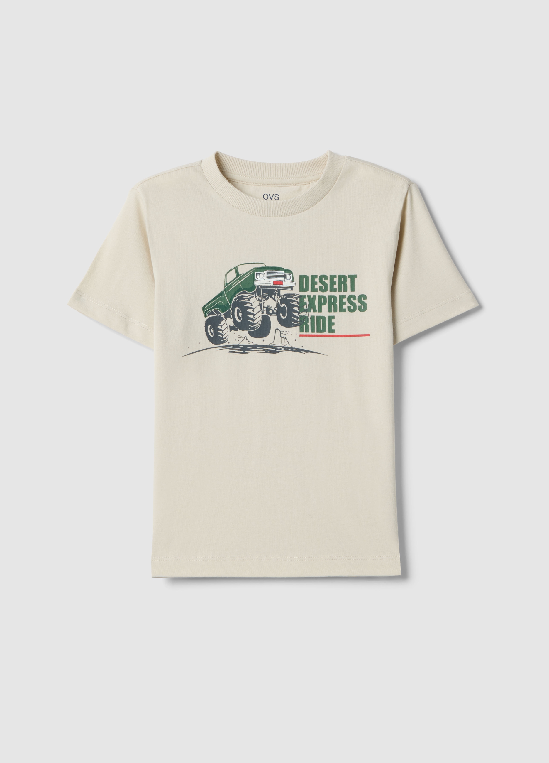 OVS KIDS, Camiseta Beige De Algodón Puro Regular Fit Para Niño Con Estampado, Niño, Beige Claro, Talla: 7-8