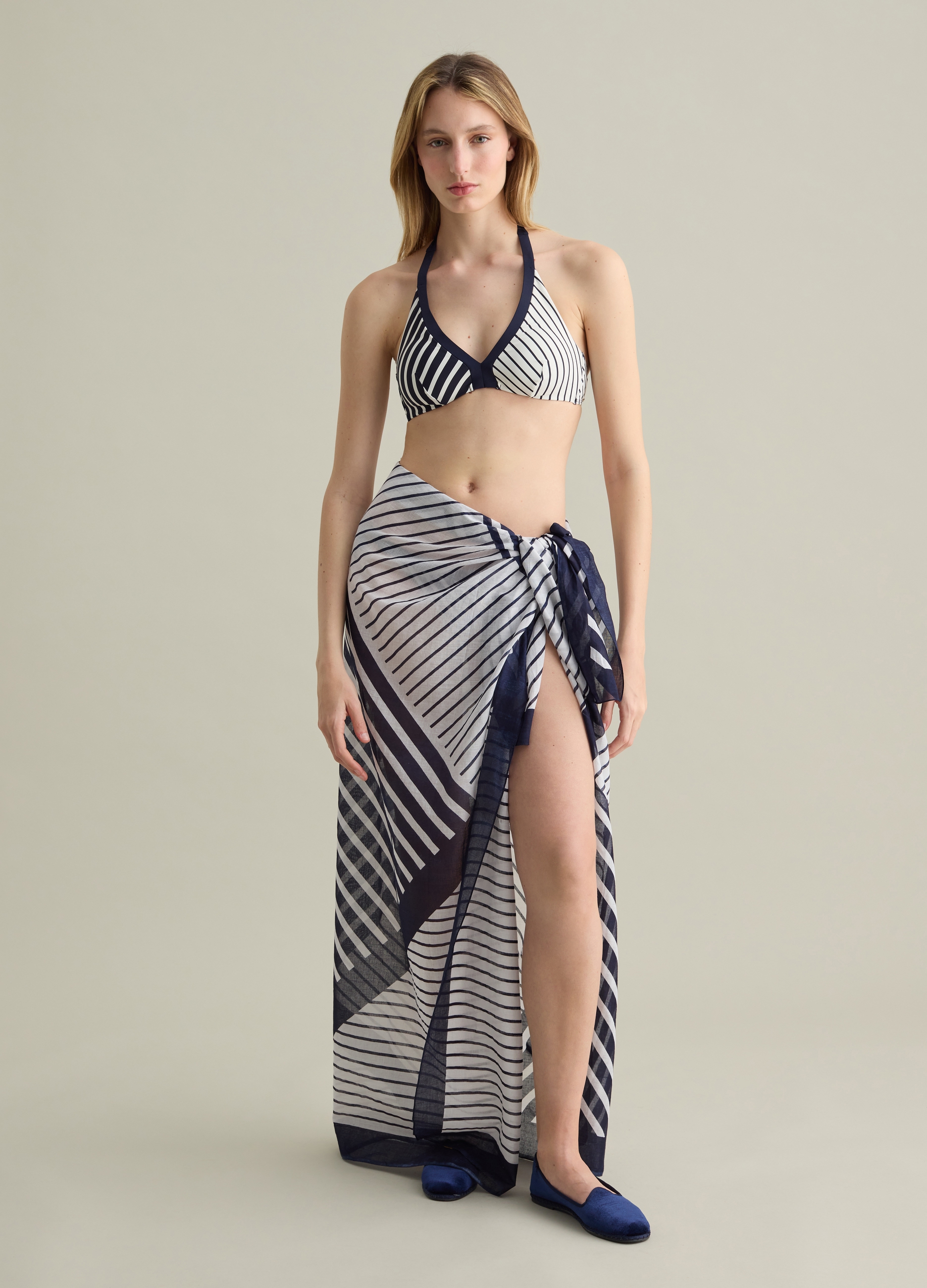 PIOMBO, Top Bikini Da Donna In Tessuto Elasticizzato A Righe, Multicolor, Taglia: 3