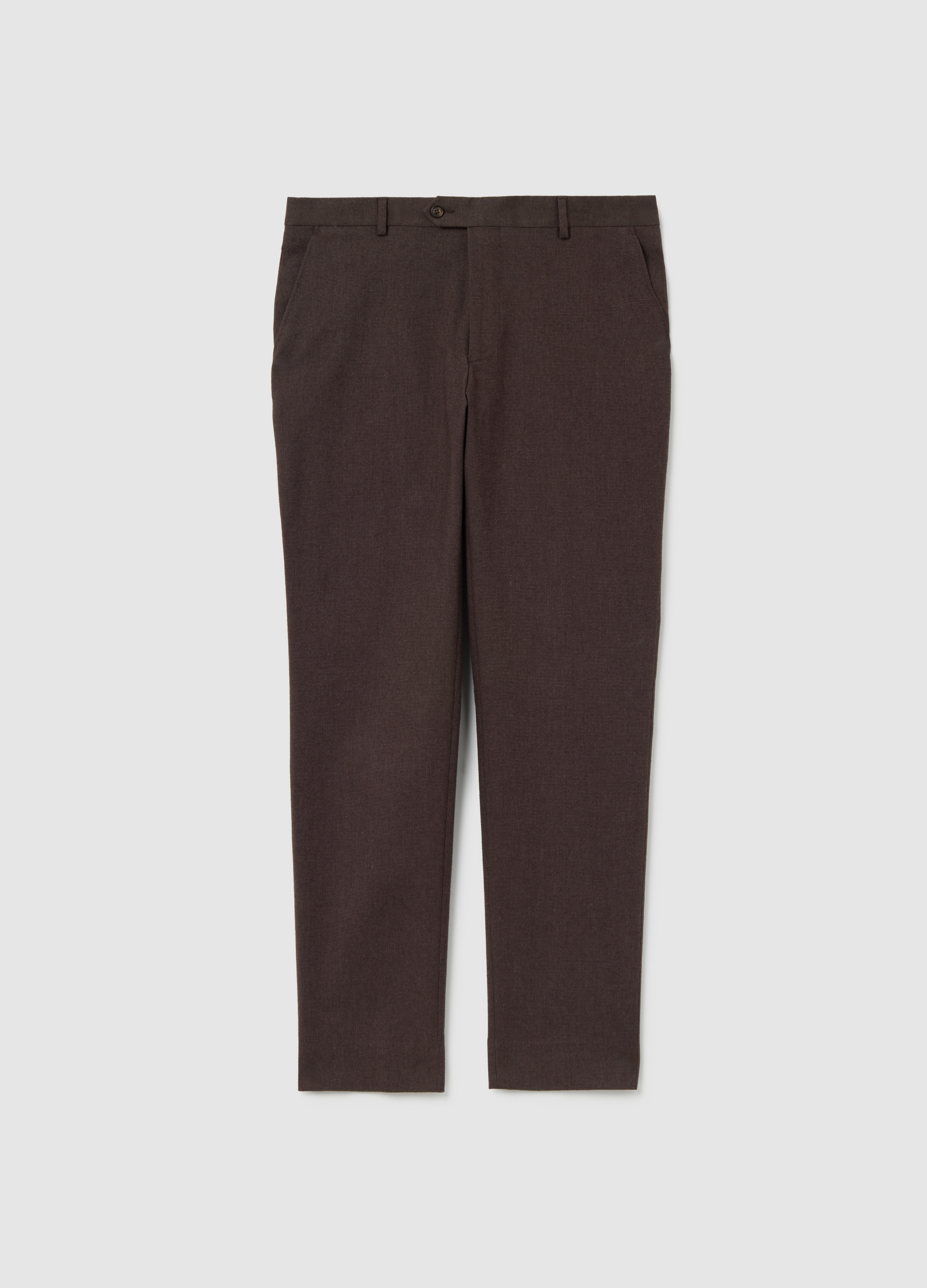 PIOMBO, Pantalones Slim Fit Marrones De Algodón Elástico, Hombre, Marrón oscuro, Talla: 52