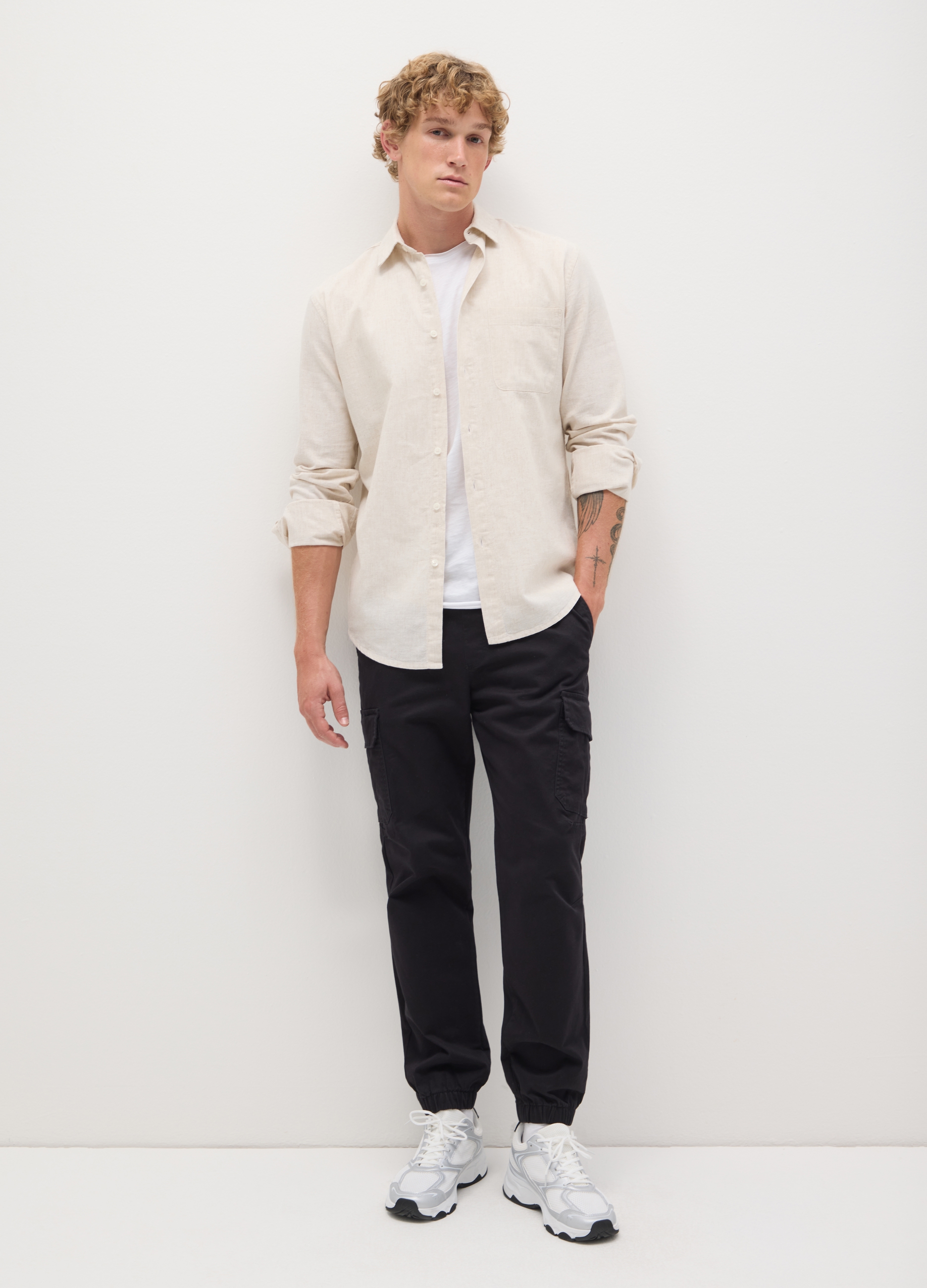 OVS, Camisa De Hombre En Lino Beige De Corte Regular, Hombre, Beige Claro, Talla: XS