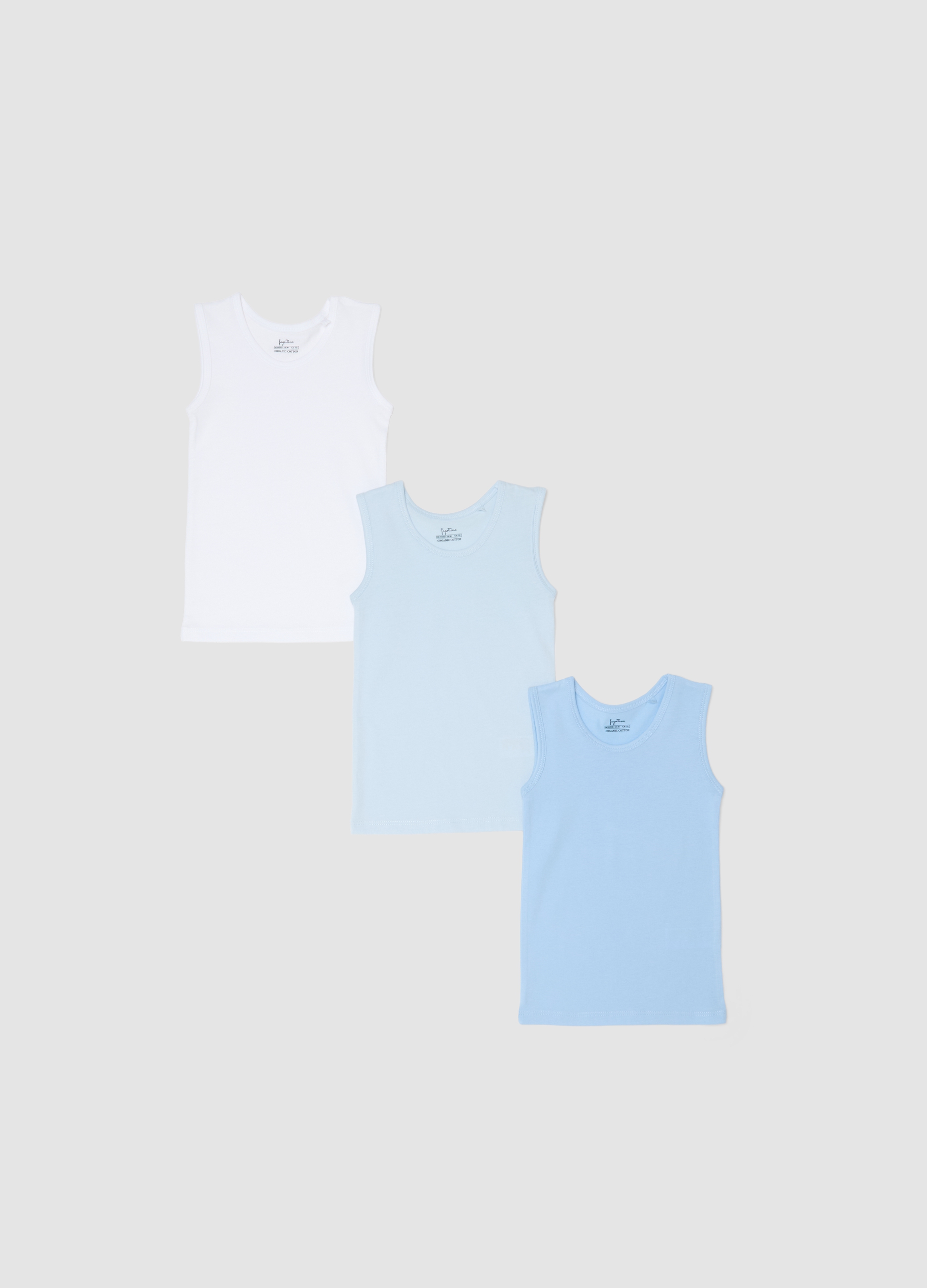 FAGOTTINO, Pack De Camisetas Sin Mangas Multicolor De Algodón Puro Para Recién Nacidos - Ajuste Regular, Niño, Blanco/azul claro, Talla: 24-30