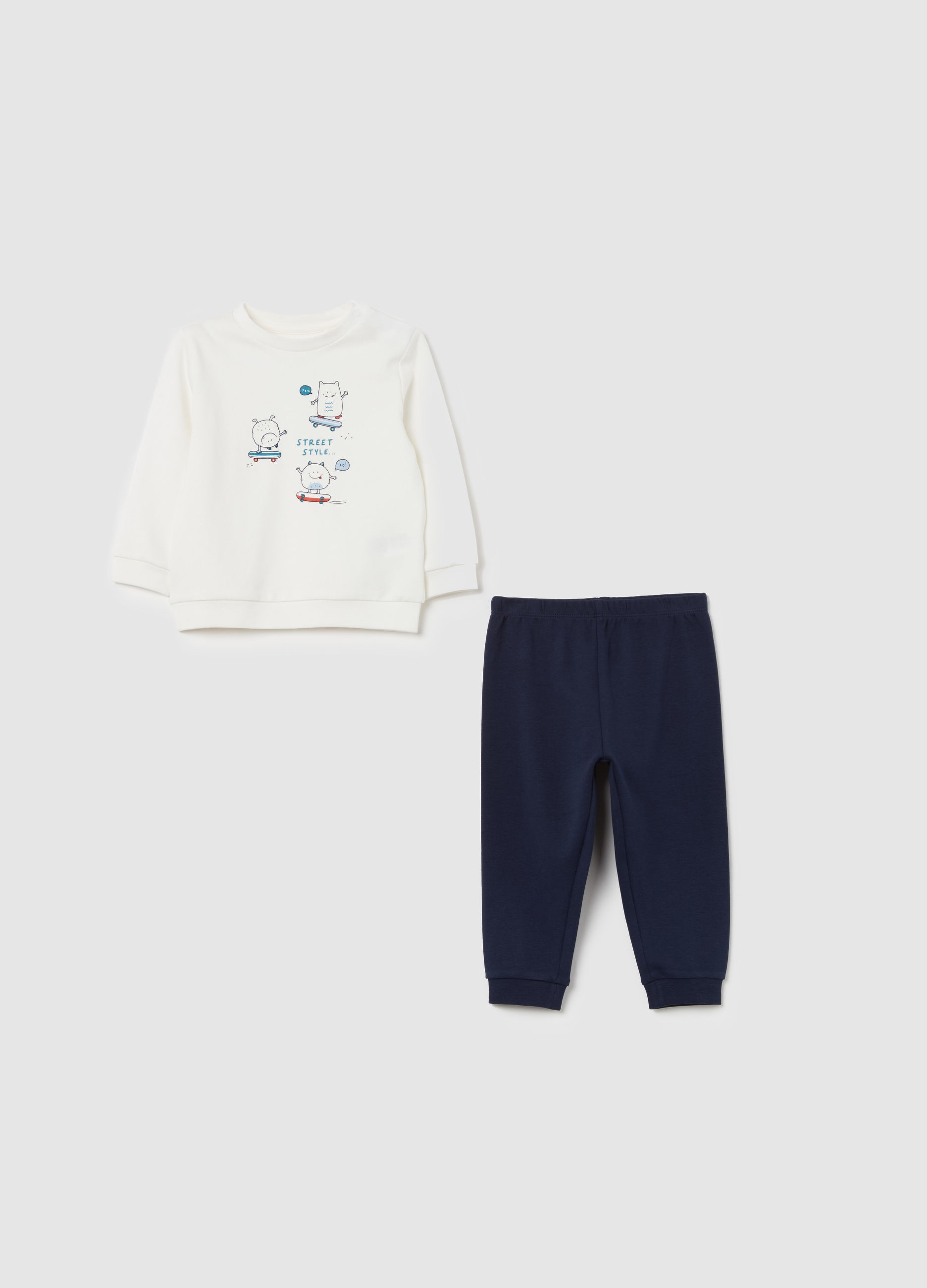 FAGOTTINO, Pigiama In Cotone Bio Con Stampa Mostriciattoli, Bambino, Multicolor, Taglia: 18-24