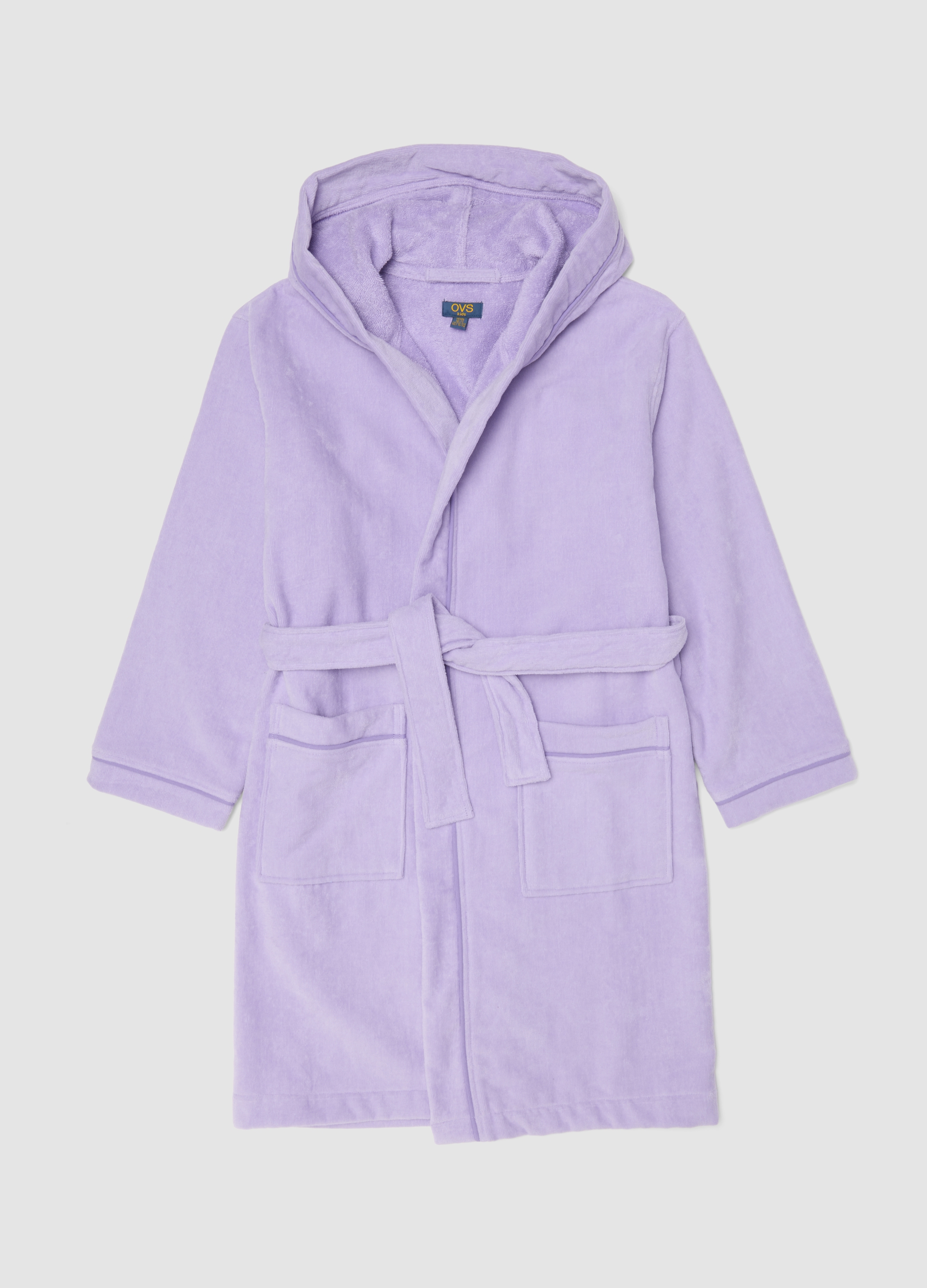 OVS KIDS, Accappatoio Viola In Puro Cotone Organico Con Cappuccio Per Bambina, Viola, Taglia: 12-13