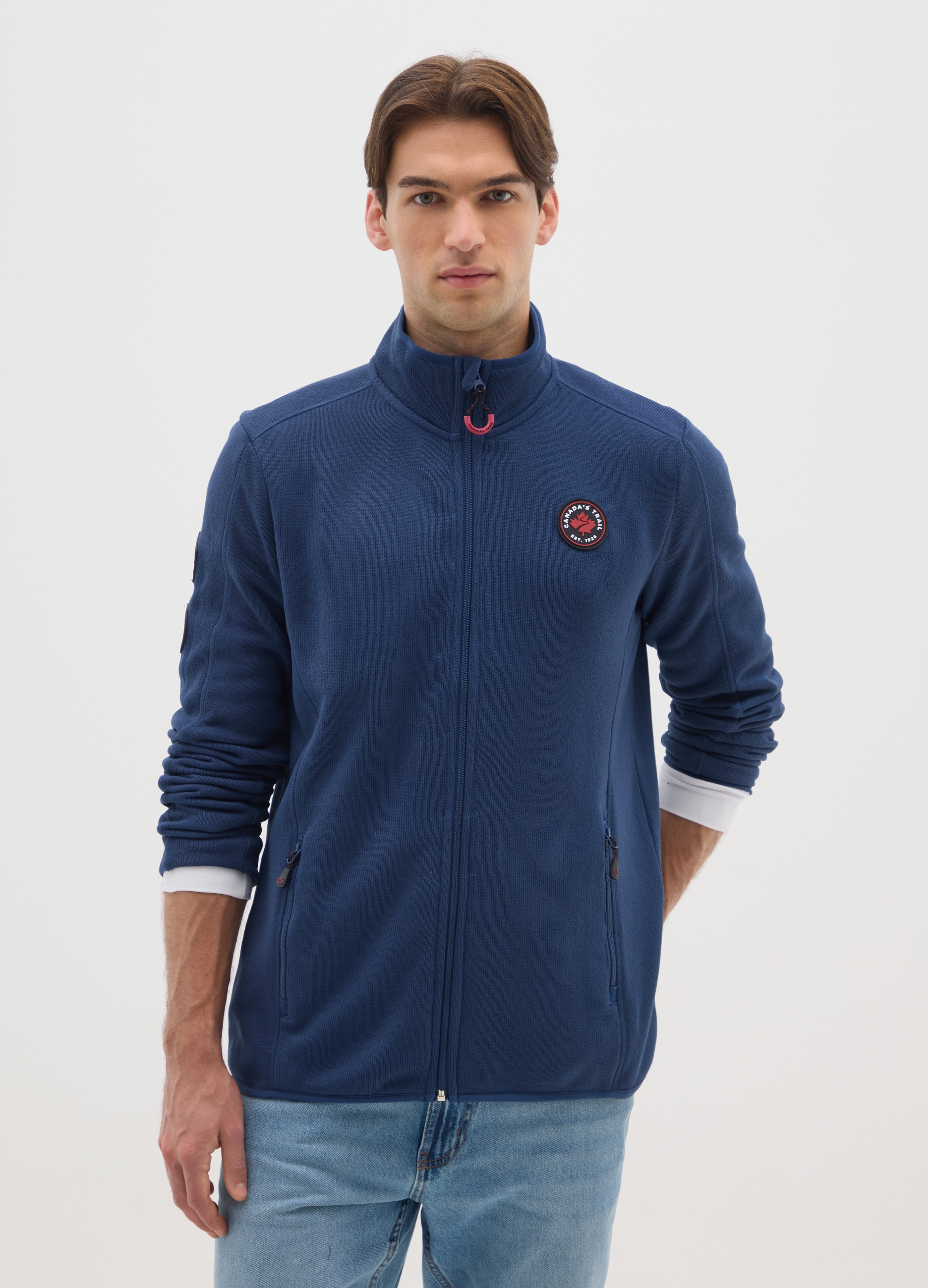 CANADA'S TRAIL, Giacca Blu Pesante Con Zip E Logo Canada Trail, Uomo, Blu, Taglia: M