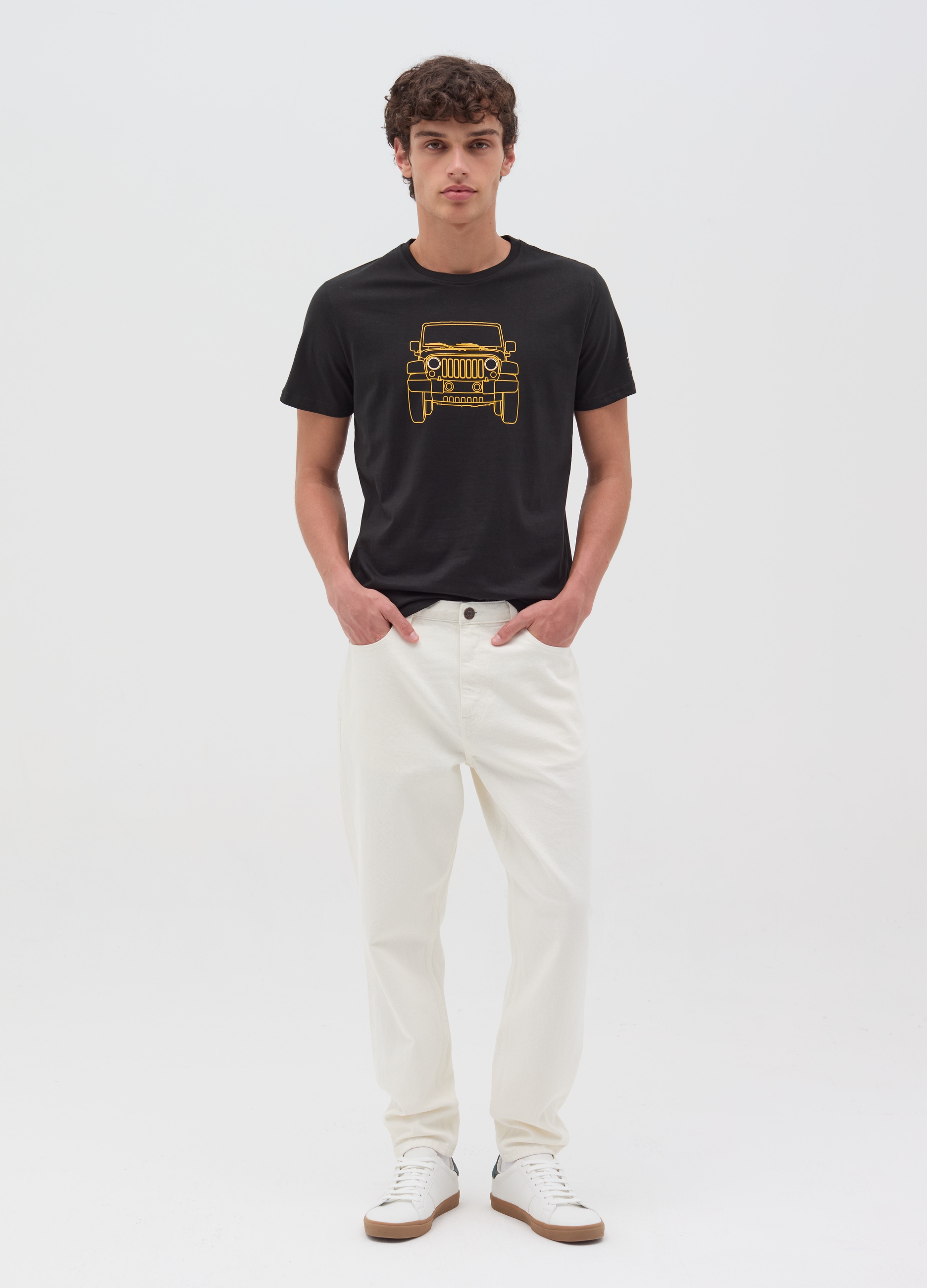 JEEP, Camiseta De Algodón Con Estampado Jeep, Hombre, Negro, Talla: L