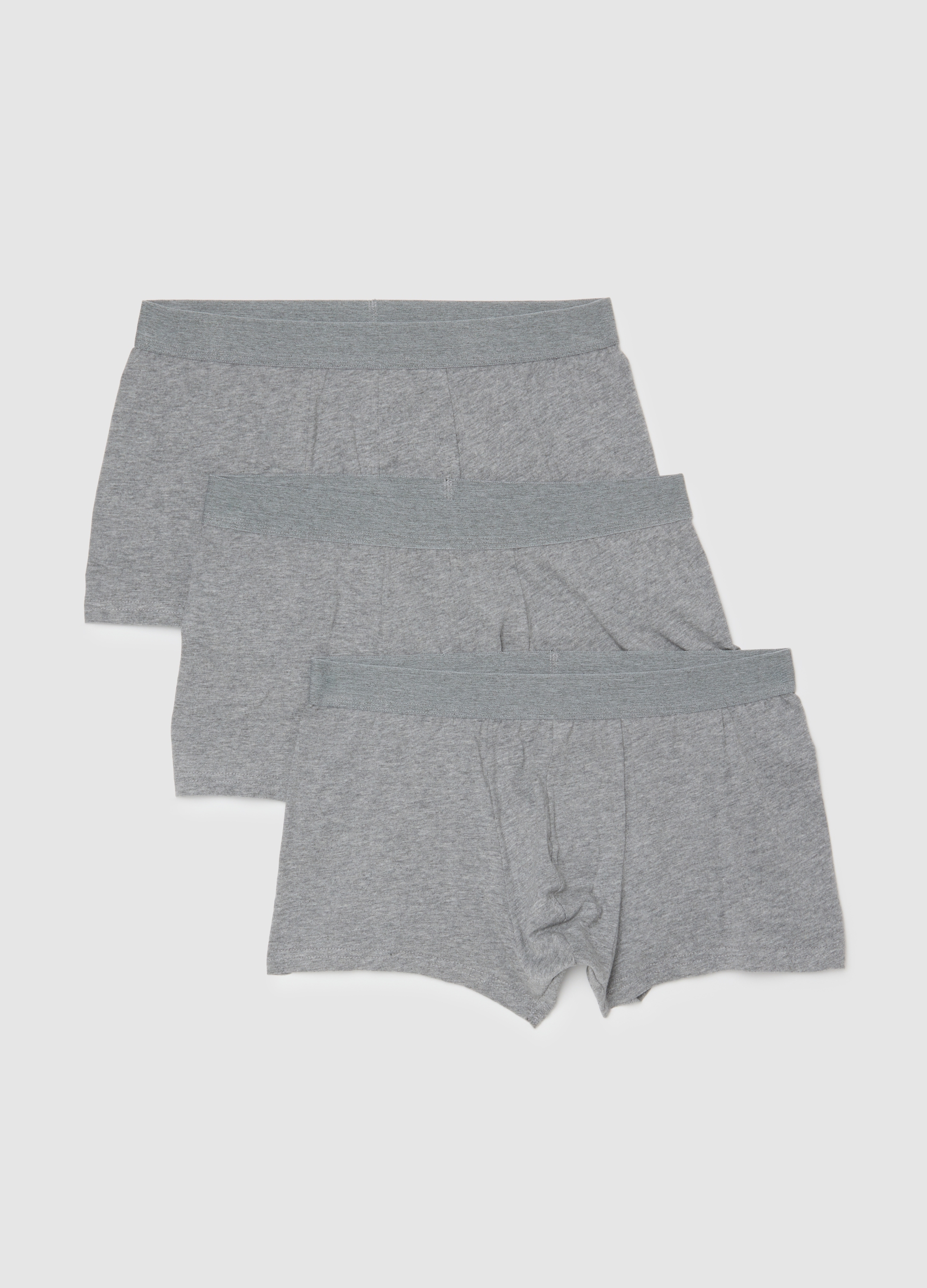 Pack De Tres Bóxers Grises De Algodón Puro Ajuste Regular, Hombre, Gris jaspeado, Talla: L