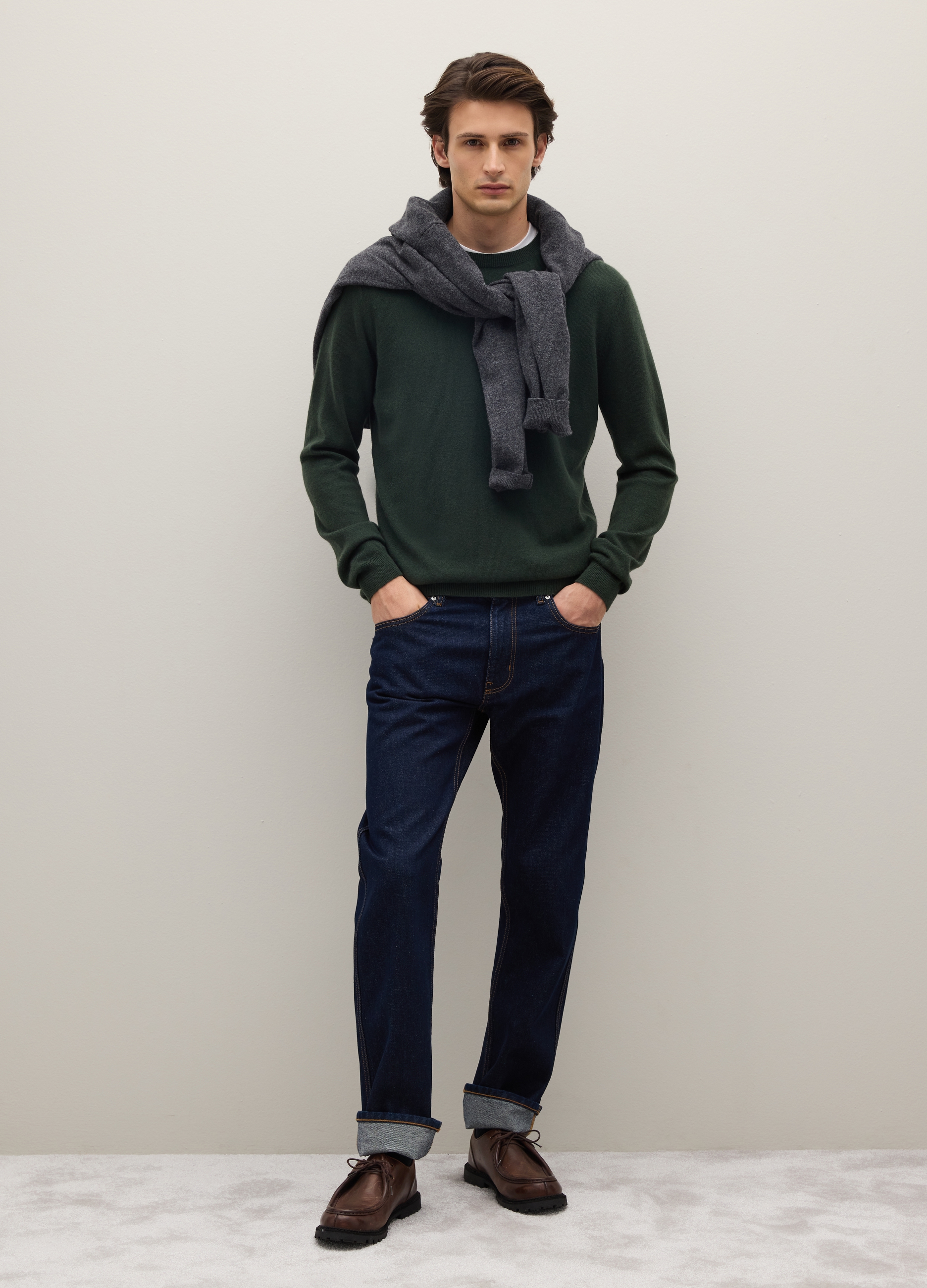 PIOMBO, Jersey De Cuello Redondo Verde De Puro Cachemir, Ajuste Regular, Unisex, Verde oscuro, Talla: XXL