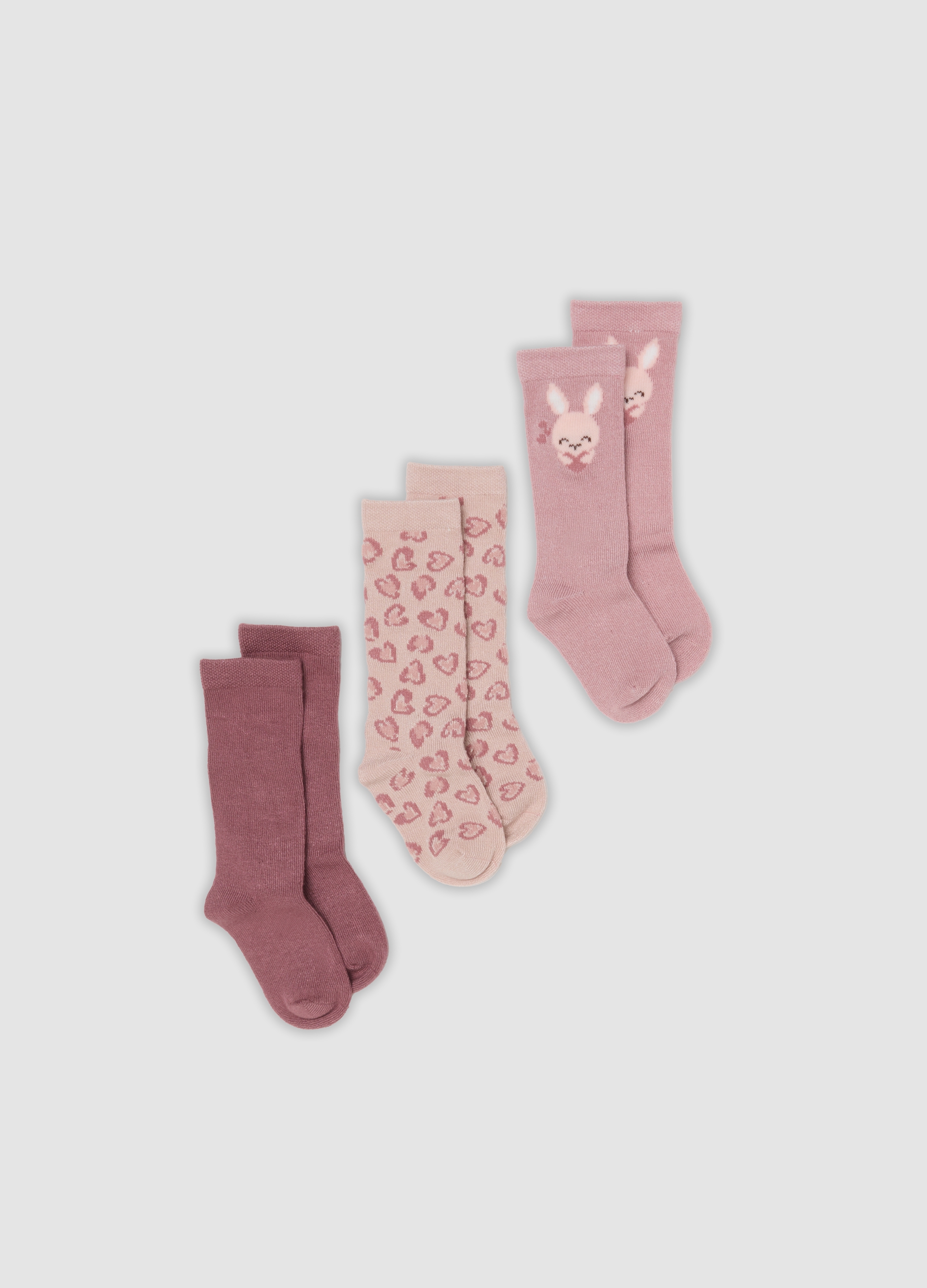 FAGOTTINO, Tripack Di Calze Lunghe Rosa In Tessuto Elasticizzato, Bambina, Rosa, Taglia: 6-12
