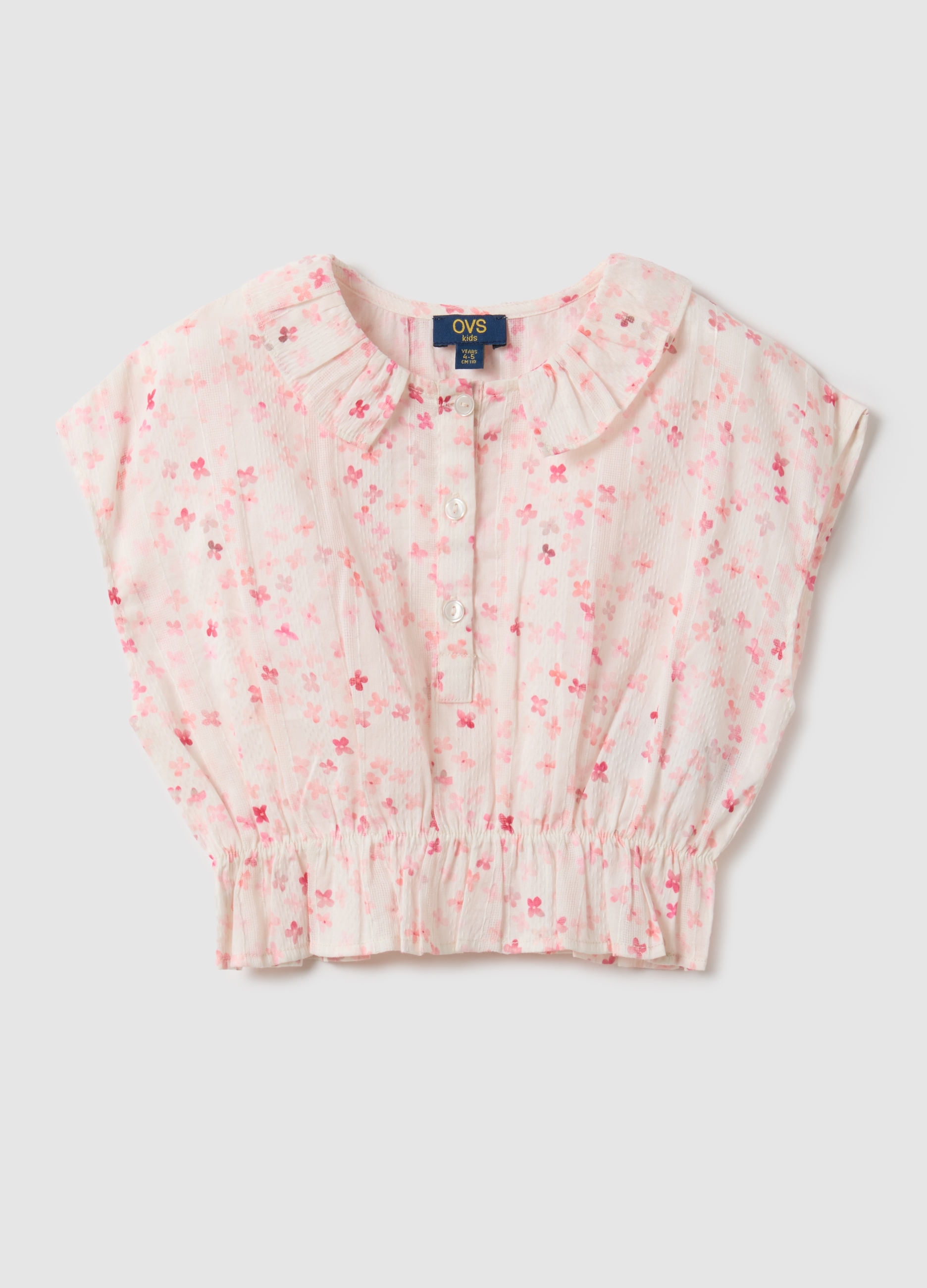 OVS KIDS, Blusa Slim Fit Multicolor De Algodón Puro Para Niña Con Flores, Niña, Blanco/rosa, Talla: 3-4