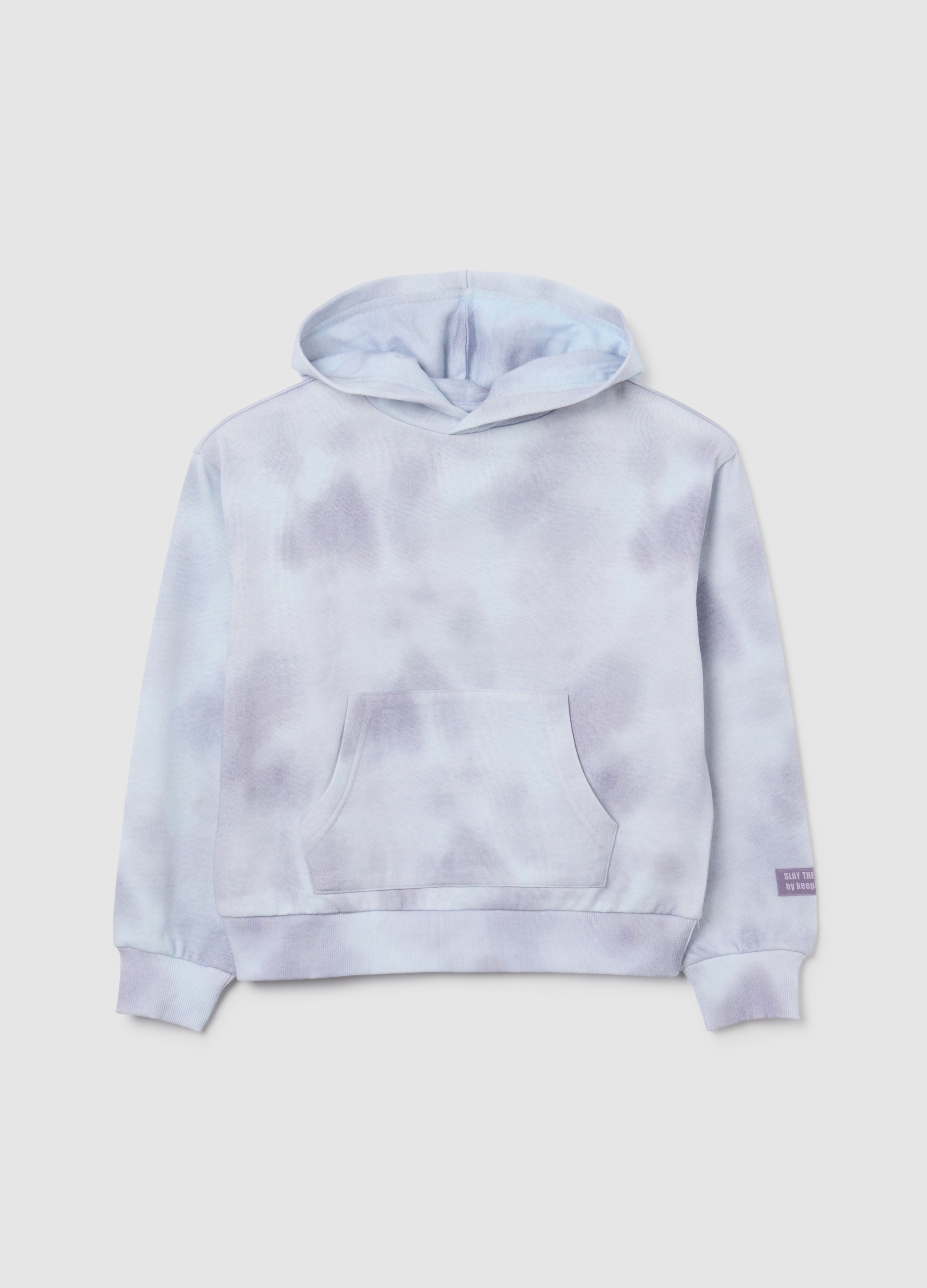 Sudadera Para Niña De Algodón Multicolor Corte Regular Efecto Tie Dye, Niña, Azul Cielo/Morado, Talla: 13-14