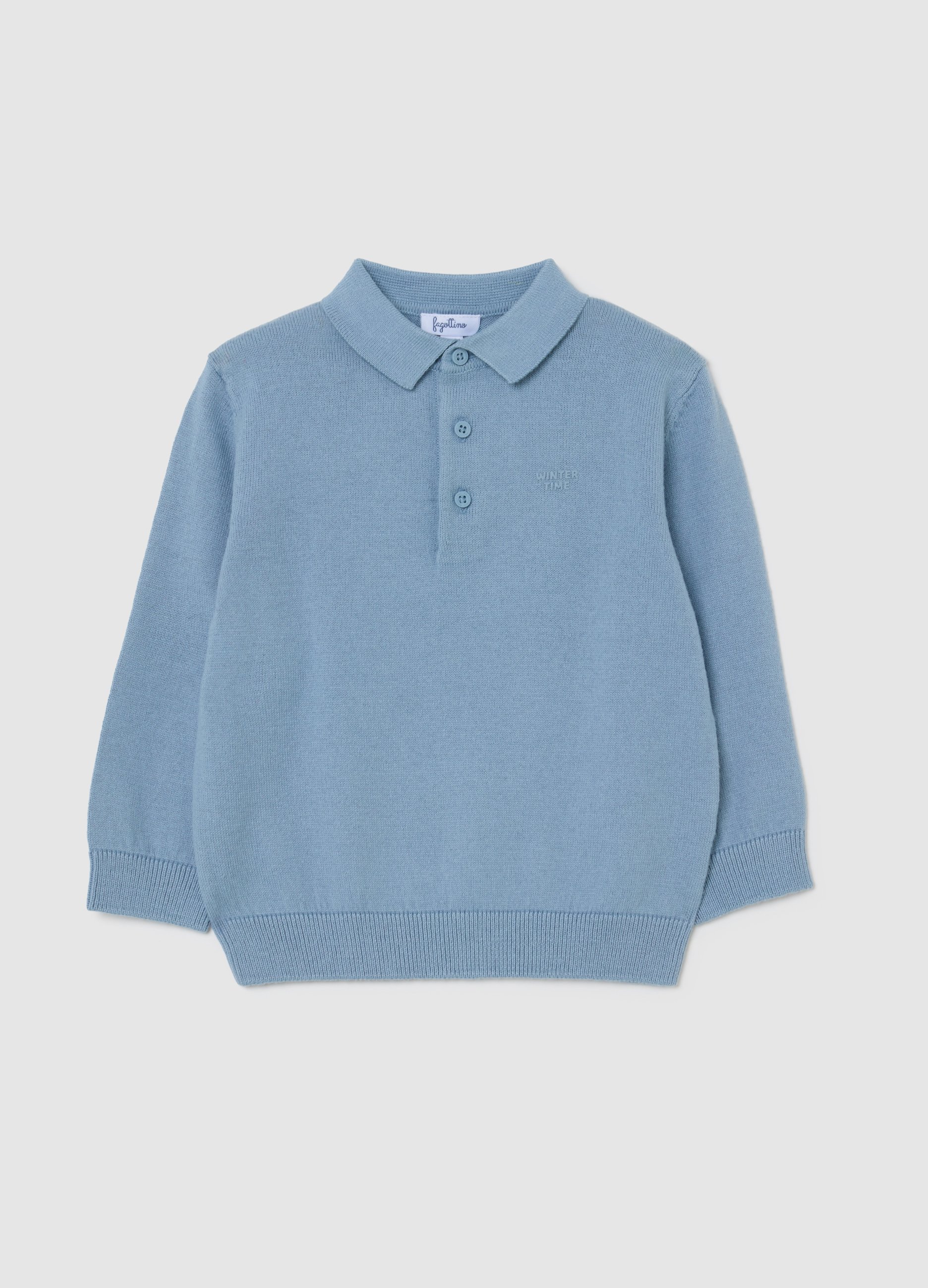 FAGOTTINO, Camiseta Azul De Ajuste Regular Para Niño Con Cuello Clásico En Mezcla De Algodón, Niño, Azul claro, Talla: 12-18