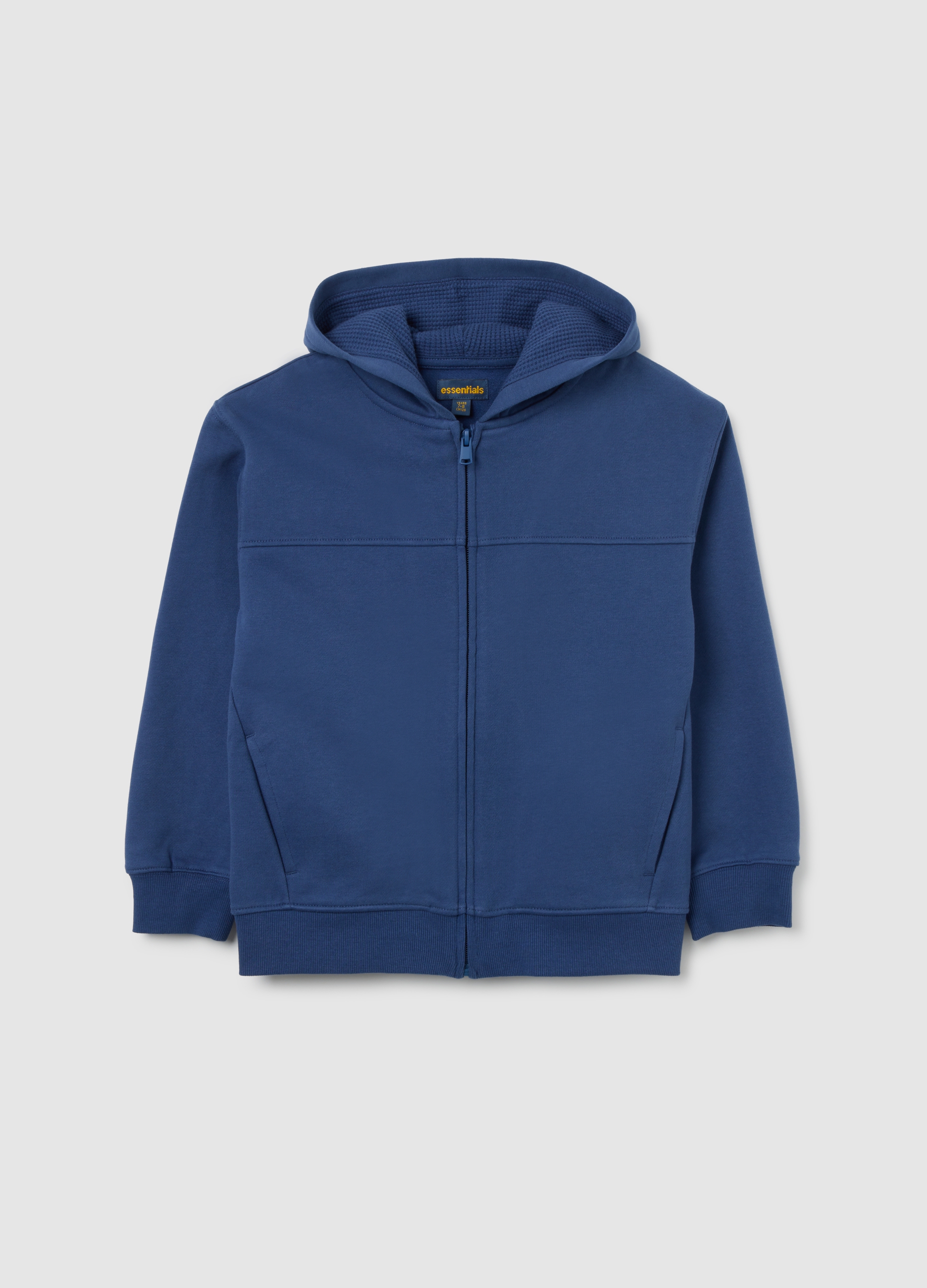 OVS KIDS, Felpa Blu Da Bambino In Puro Cotone Vestibilità Oversize Con Zip, Blu, Taglia: 6-7