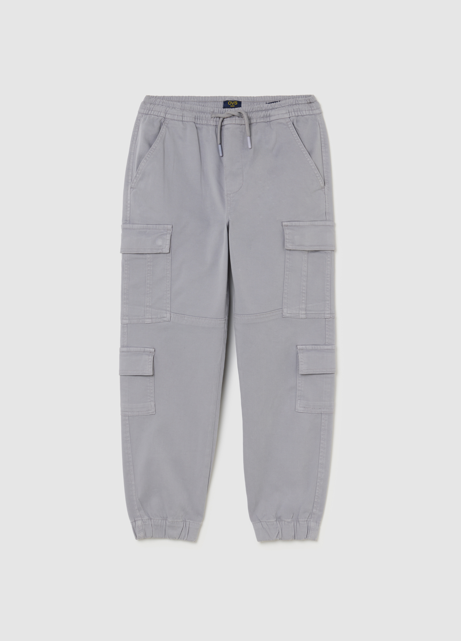 OVS KIDS, Pantaloni Cargo Grigi Da Ragazzo In Cotone Elasticizzato, Niño, Gris piedra, Talla: 11-12