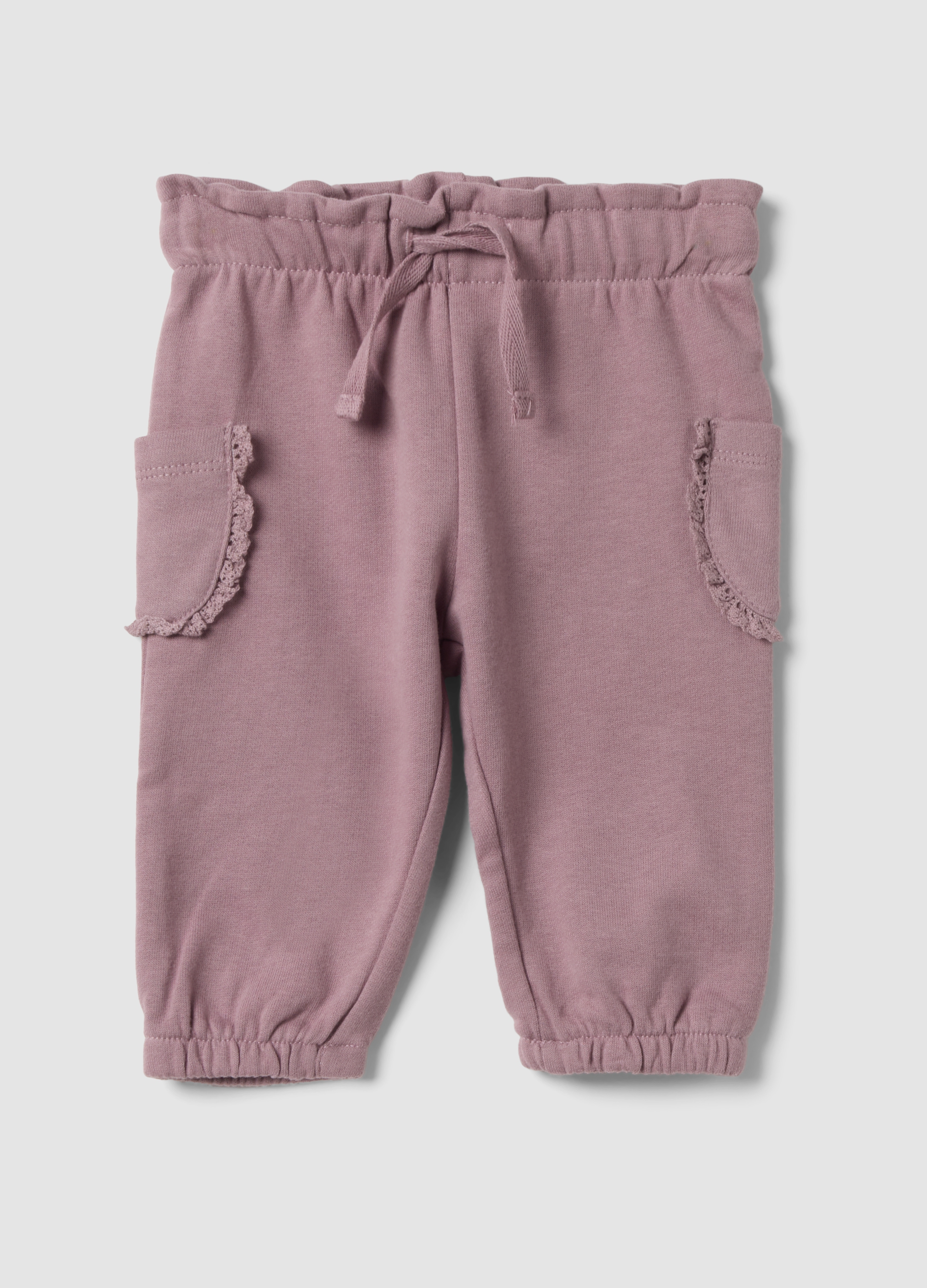 FAGOTTINO, Pantaloni Viola In Puro Cotone Organico Con Vita Elastica Regular Fit, Neonata, Viola, Taglia: 6-9