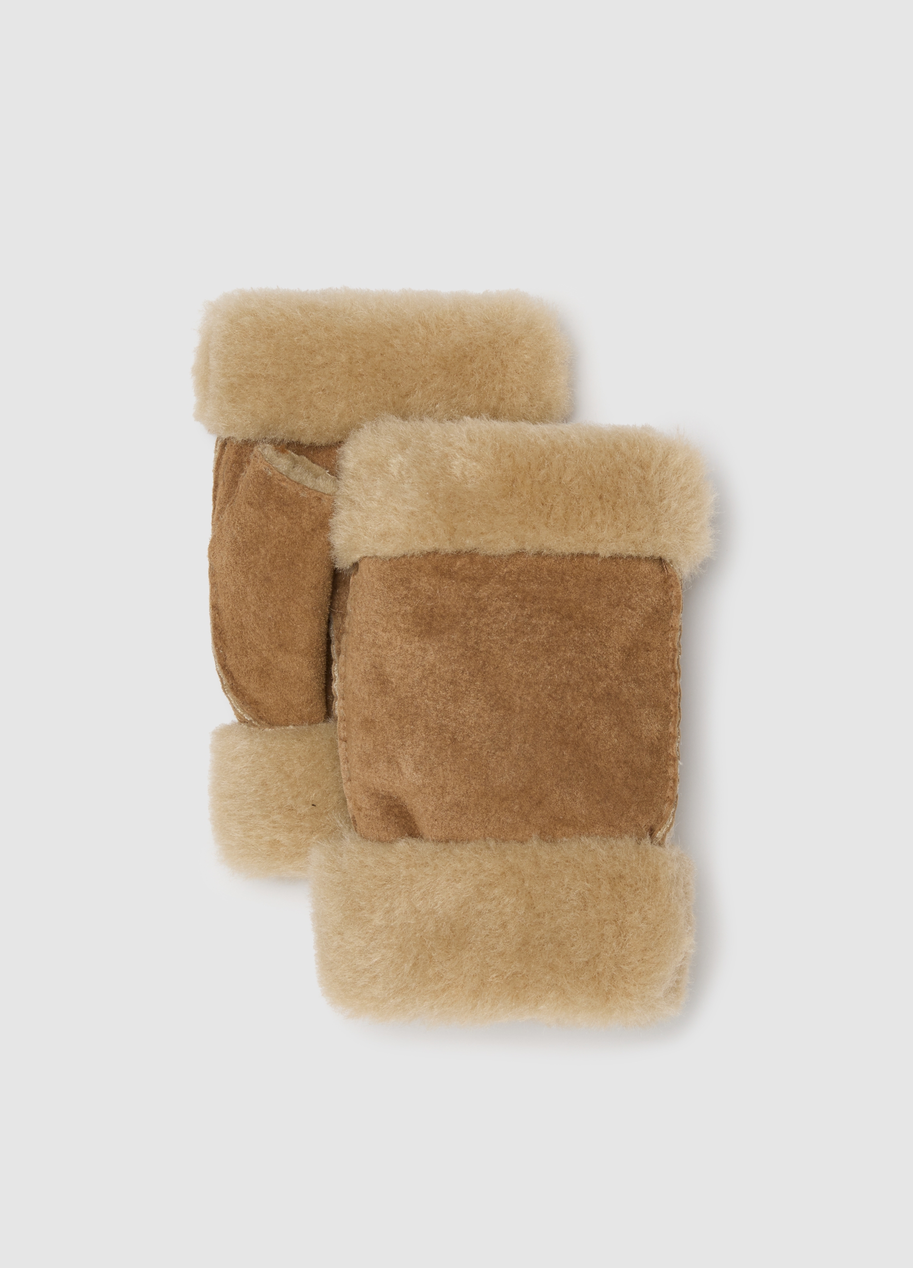 LES COPAINS, Guanti Beige Senza Dita In Vera Pelle, Donna, Beige, Taglia: ONE SIZE