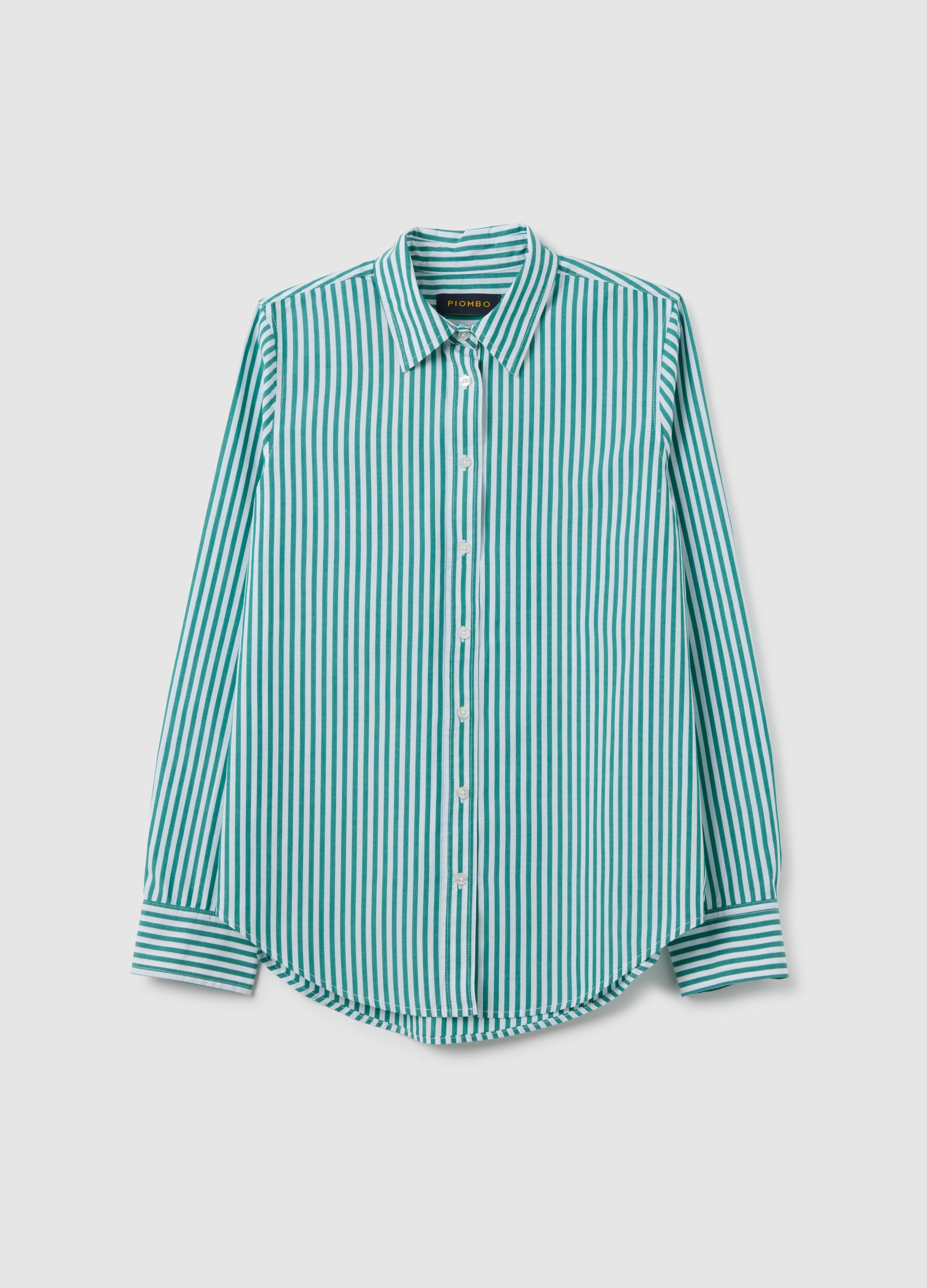 Camisa Multicolor Regular Fit De Puro Algodón, Mujer, Green/White, Talla: 36