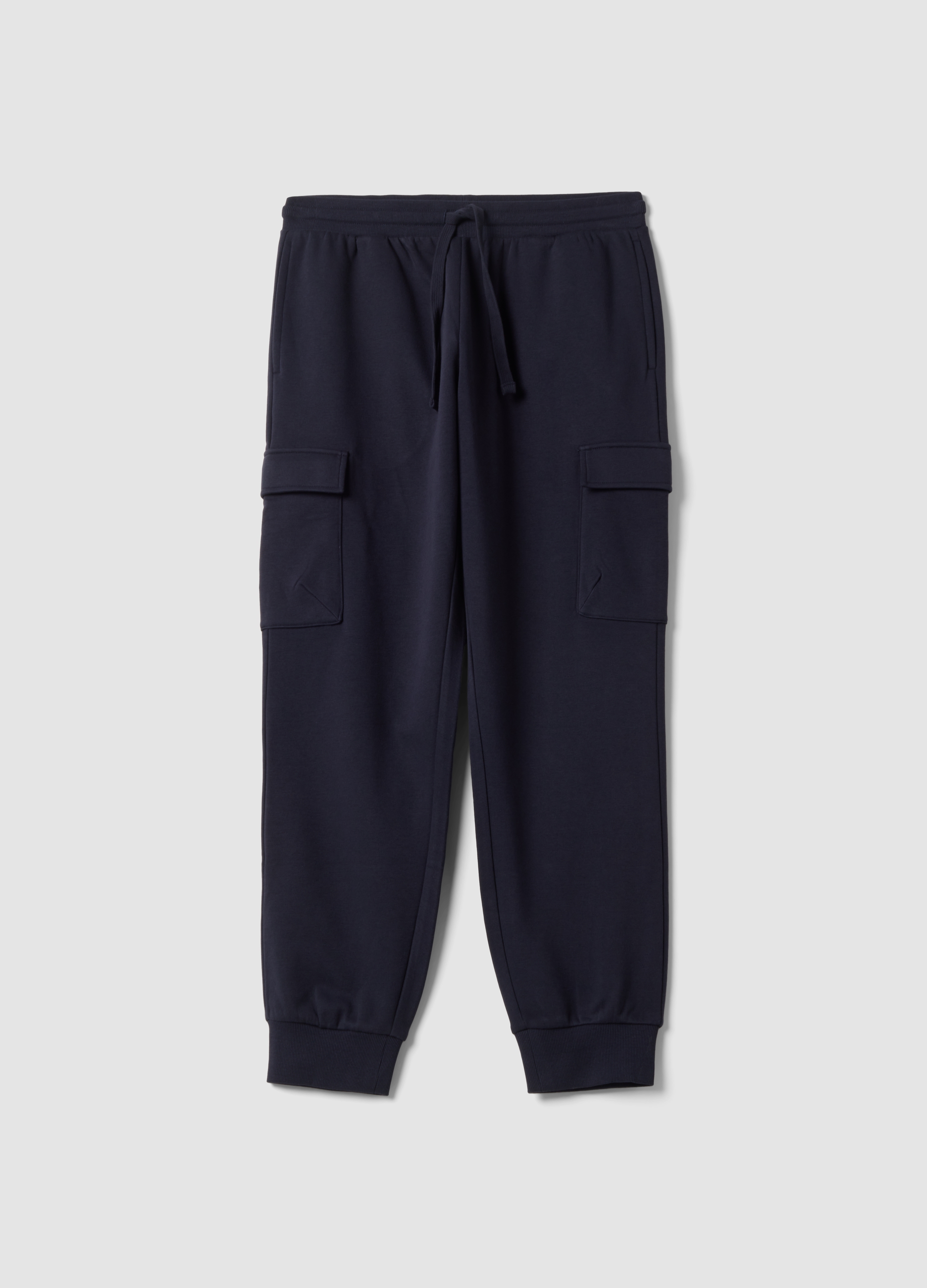 OVS, Pantaloni Jogger Cargo Blu In Misto Cotone Con Coulisse Regular Fit, Uomo, Blu, Taglia: M