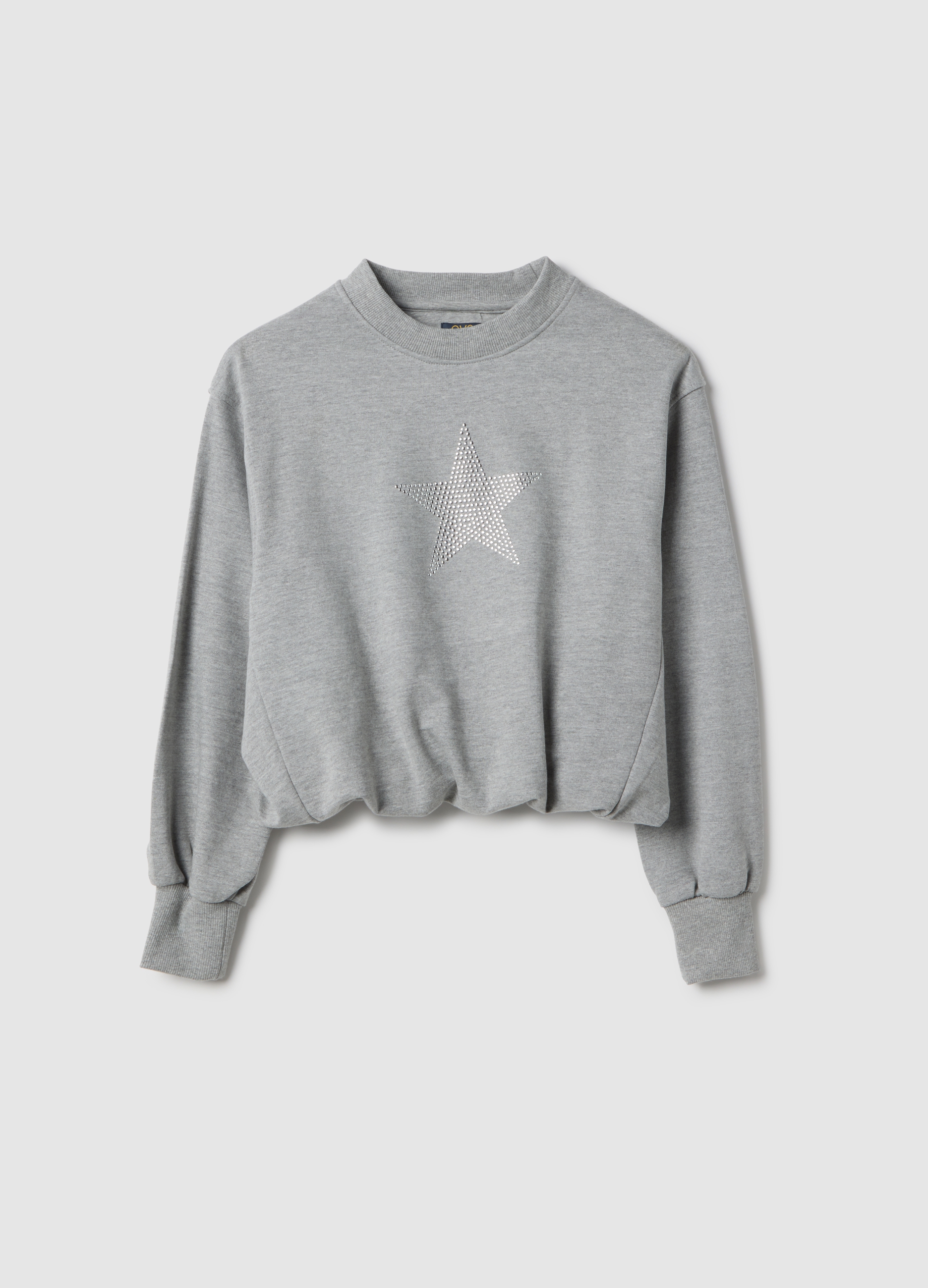 OVS KIDS, Sudadera Gris De Mezcla De Algodón Para Niñas Corte Relajado Con Estrella, Niña, Gris jaspeado, Talla: 11-12