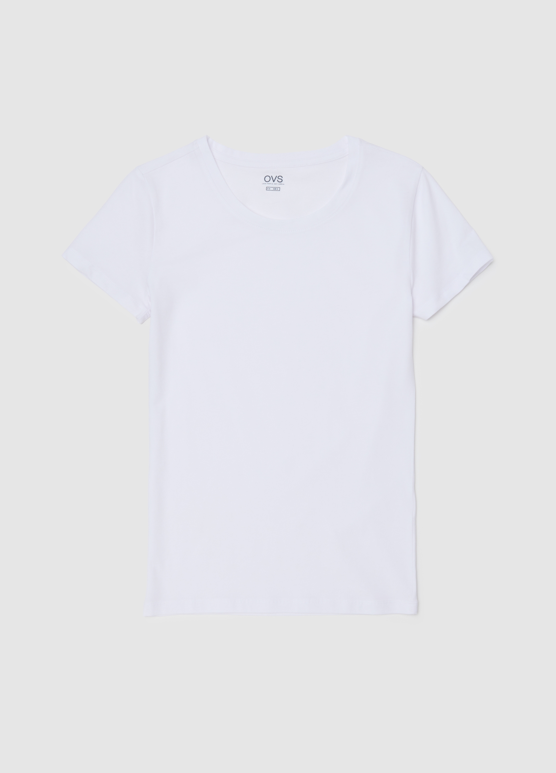 Camiseta Blanca De Algodón Elástico Ajuste Regular, Mujer, Blanco óptico, Talla: M