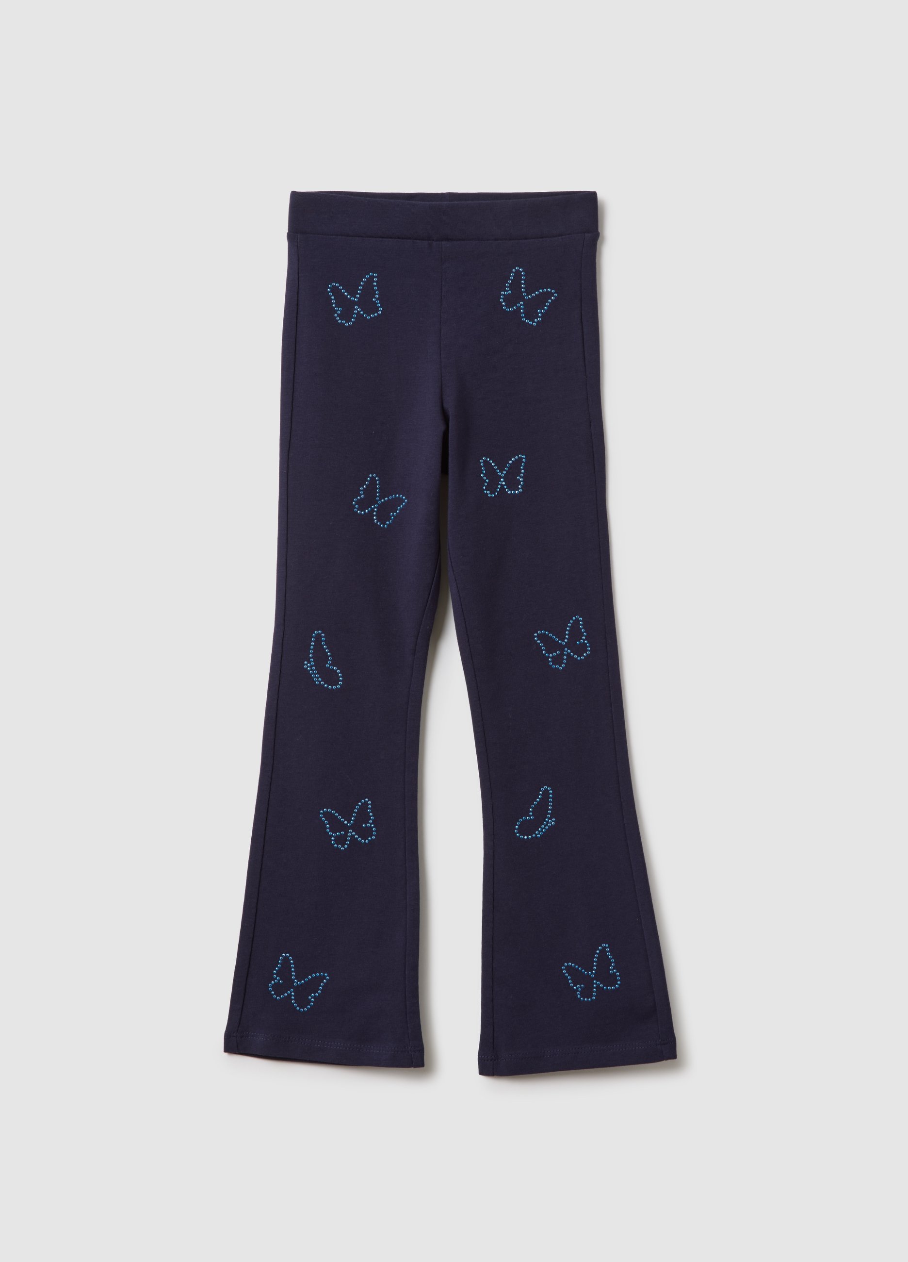 OVS KIDS, Leggings Azules De Algodón Elástico Para Niñas Slim Fit Con Adornos, Niña, Azul marino, Talla: 3-4