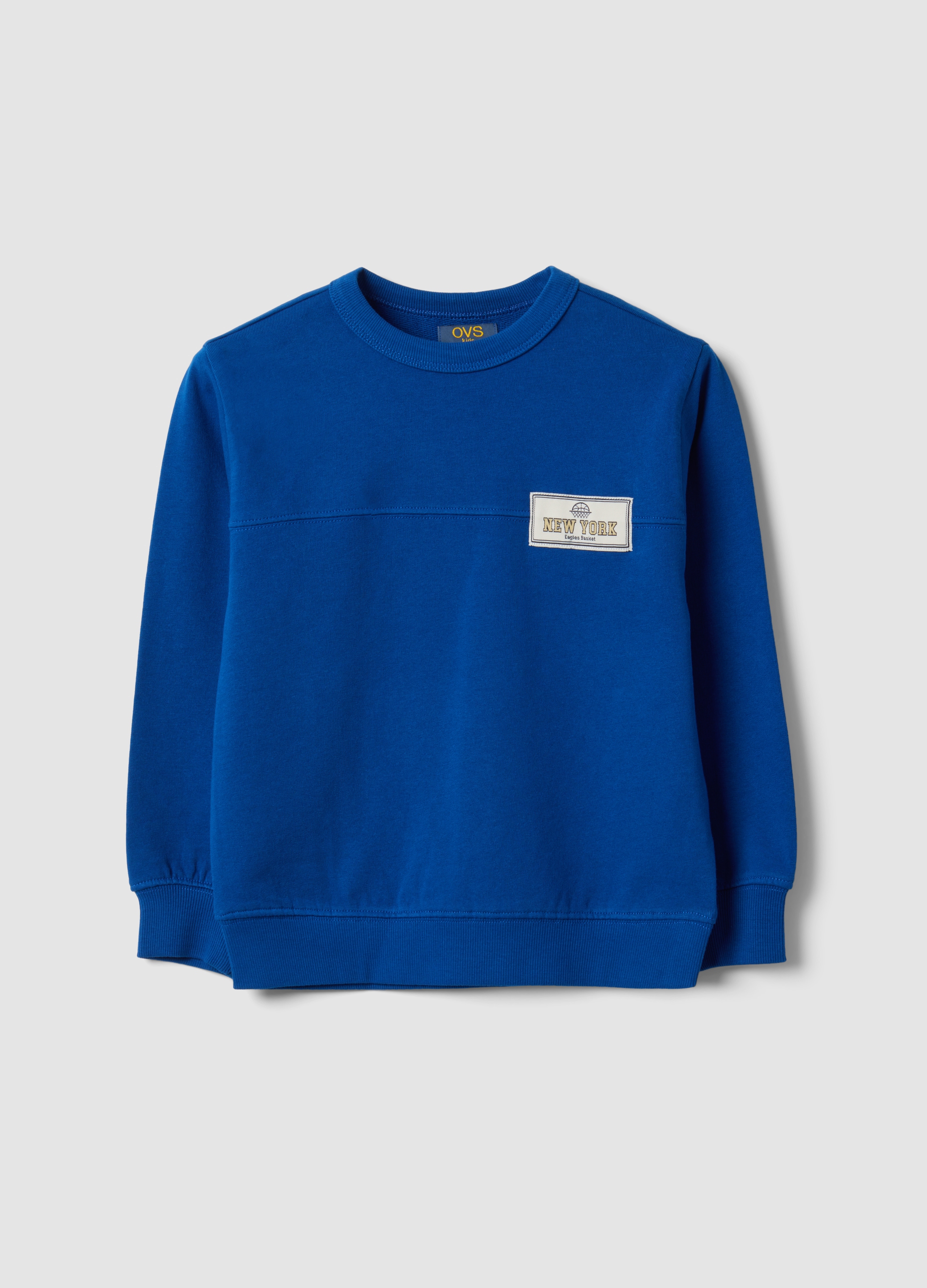 OVS KIDS, Felpa Blu In Puro Cotone Organico Relaxed Fit Con Stampa Per Bambino, Blu, Taglia: 4-5