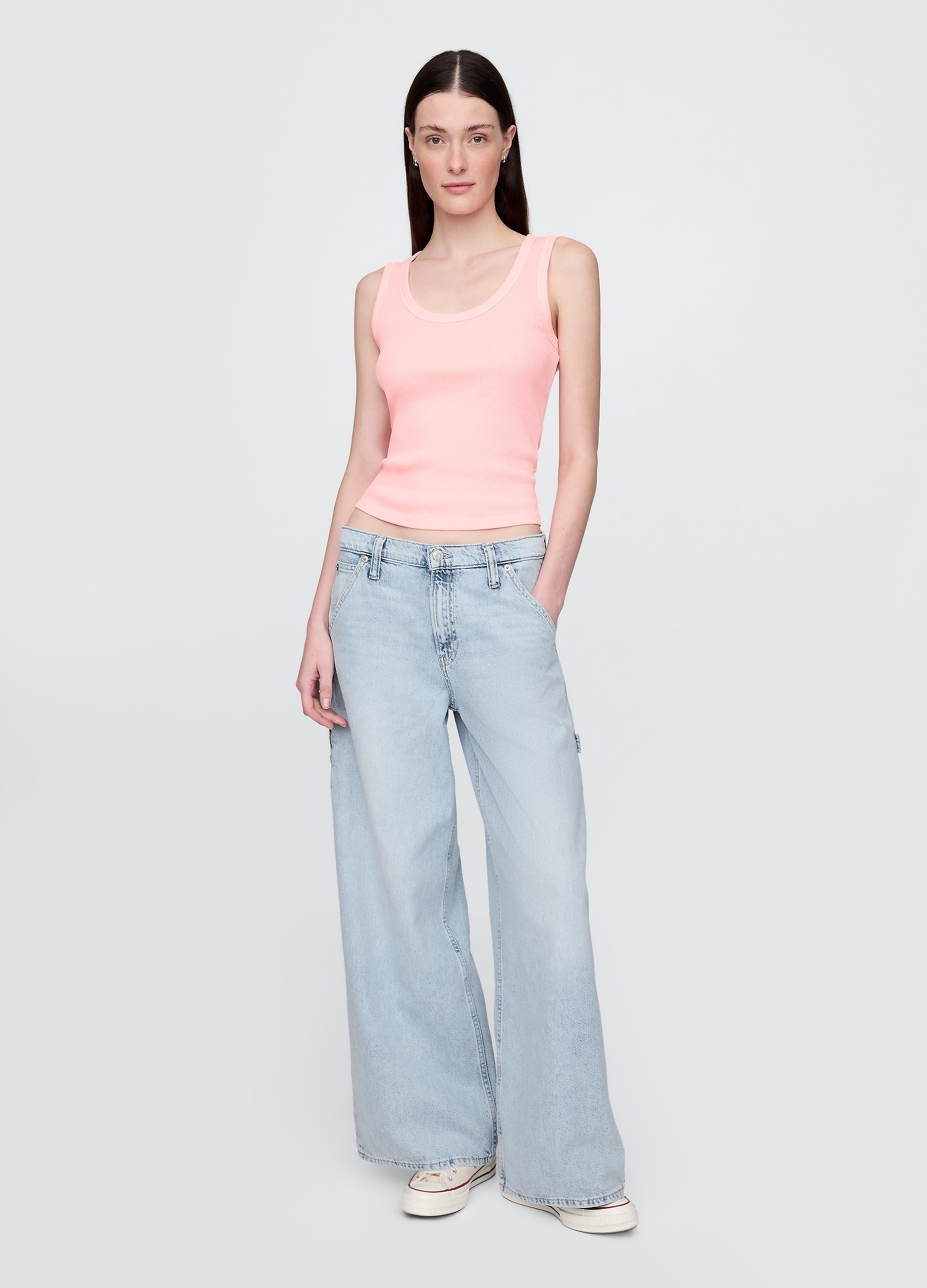 GAP, Jeans A Gamba Larga In Misto Cotone E Lyocell, Donna, Denim, Taglia: 34 REGULAR